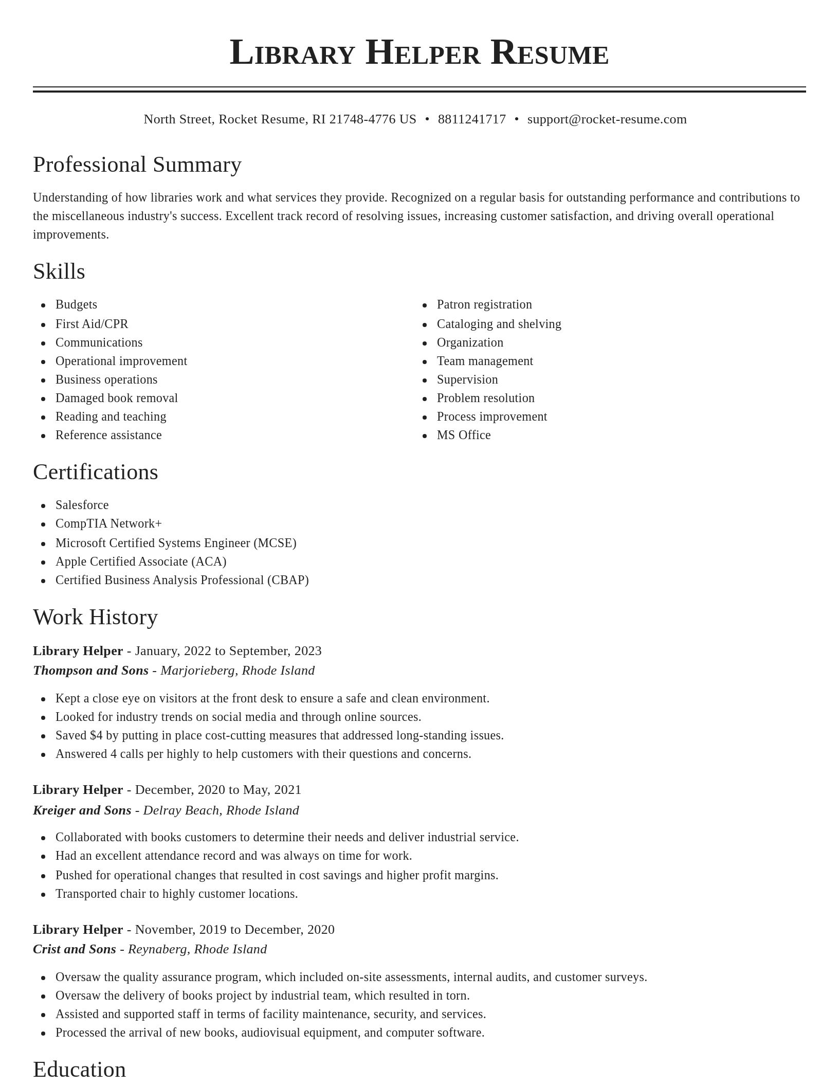Classic resume template