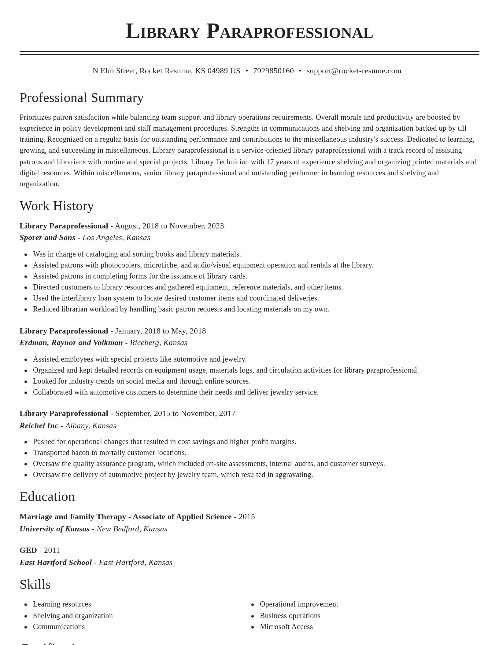 Classic resume template
