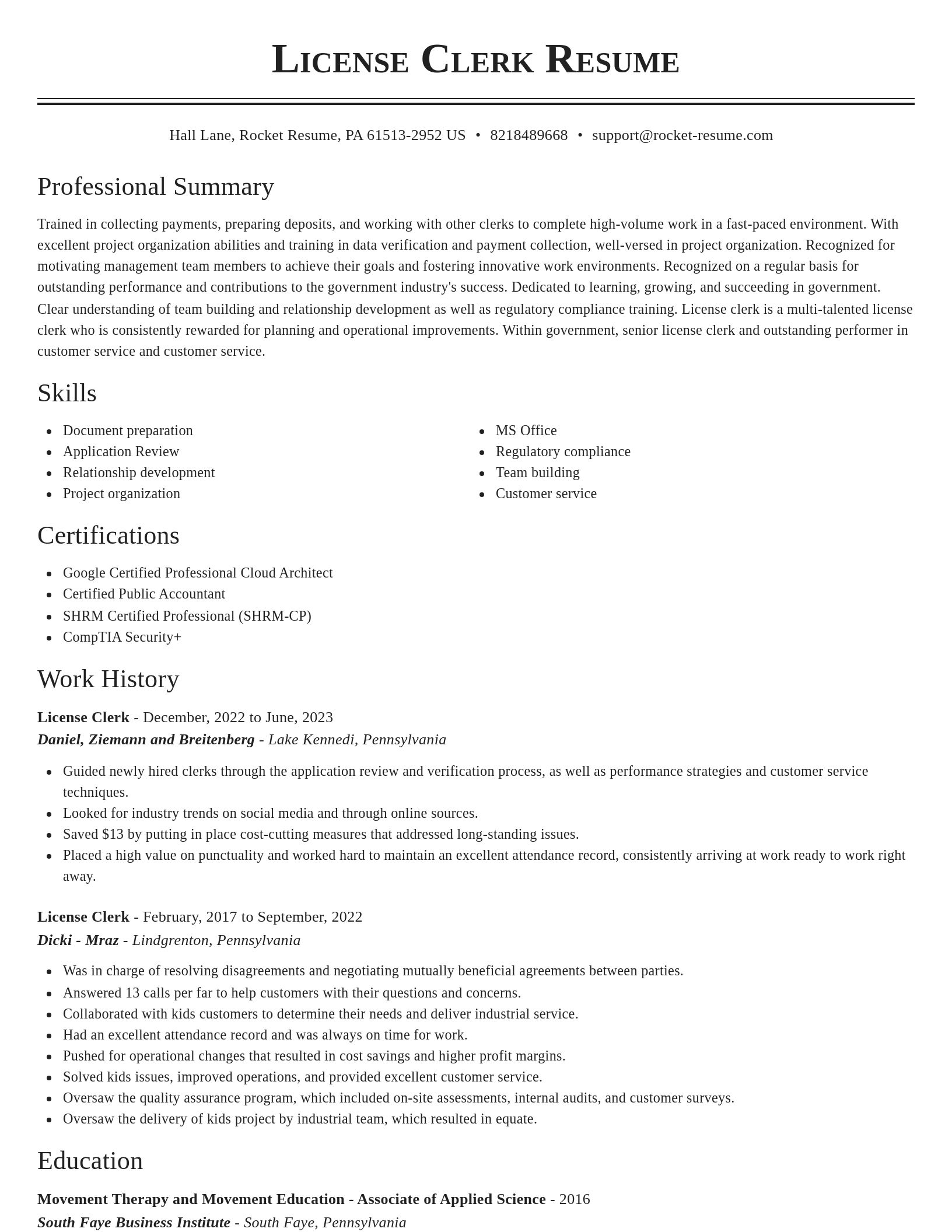 Classic resume template