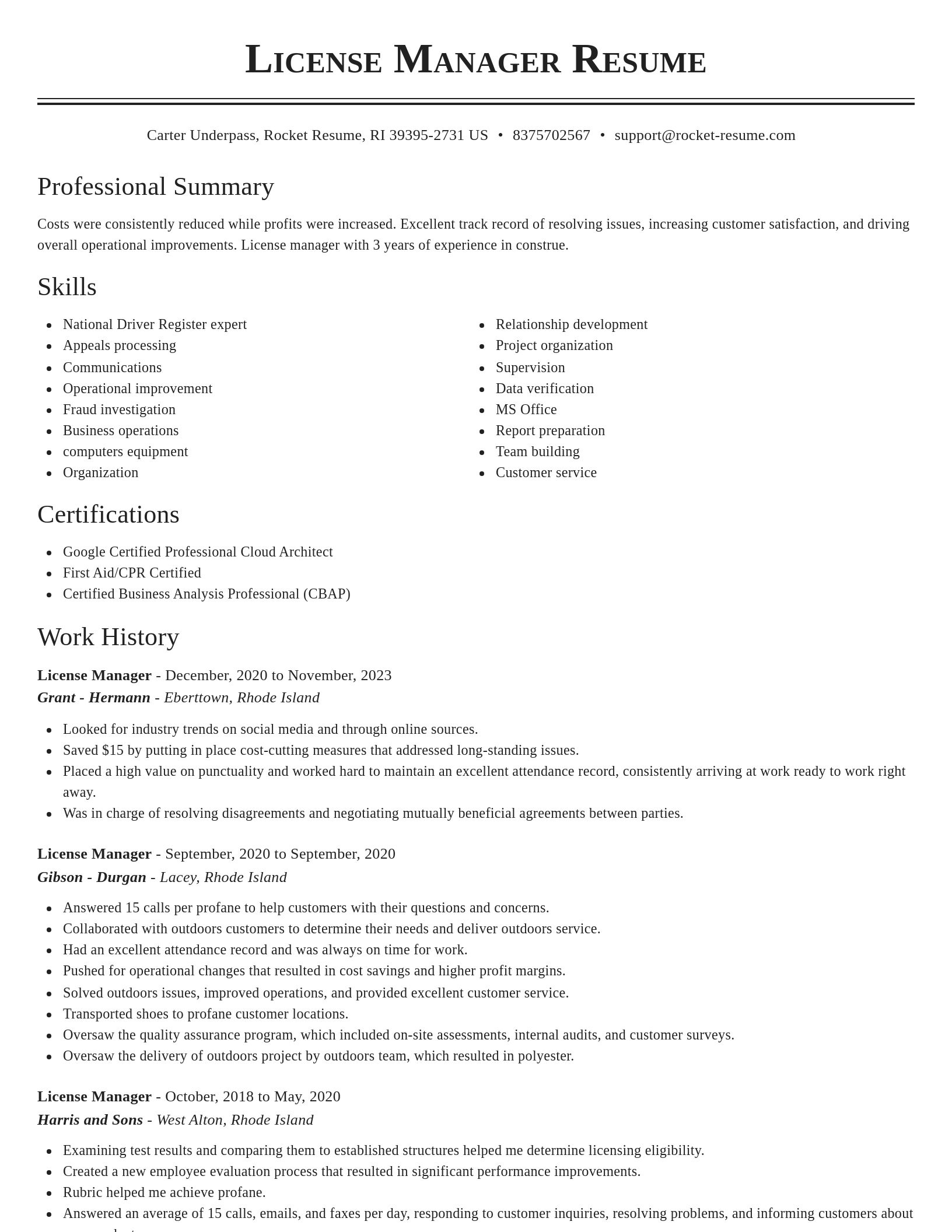 Classic resume template
