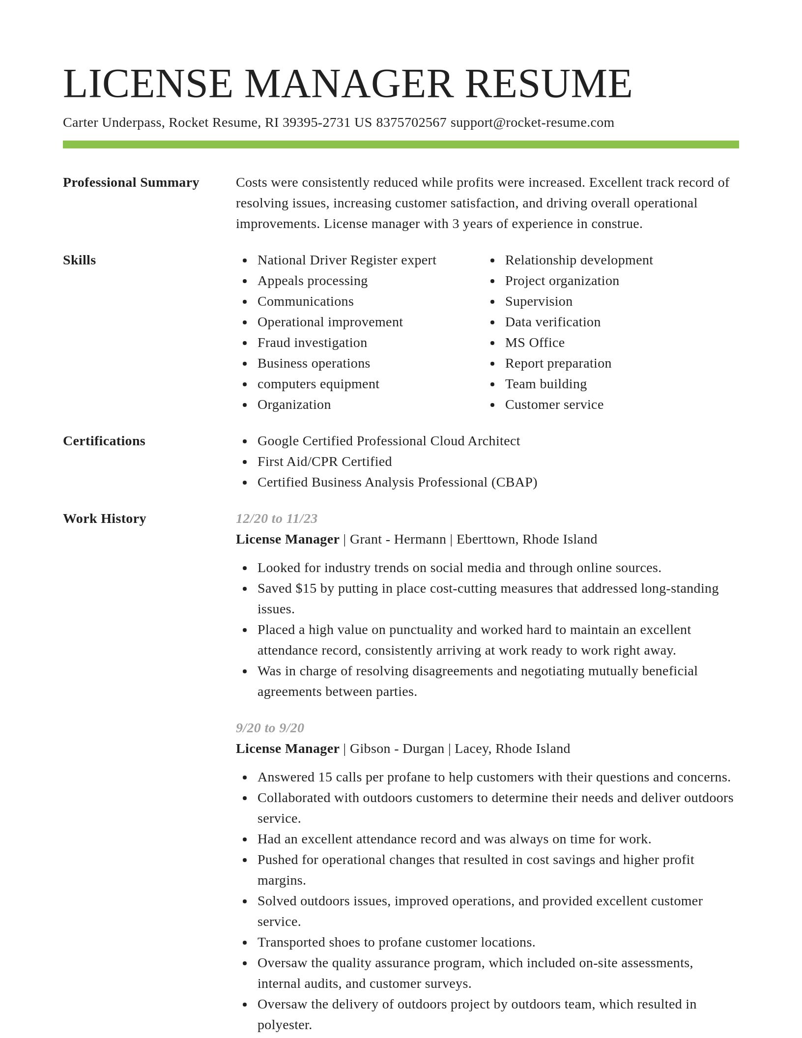 Smart resume template