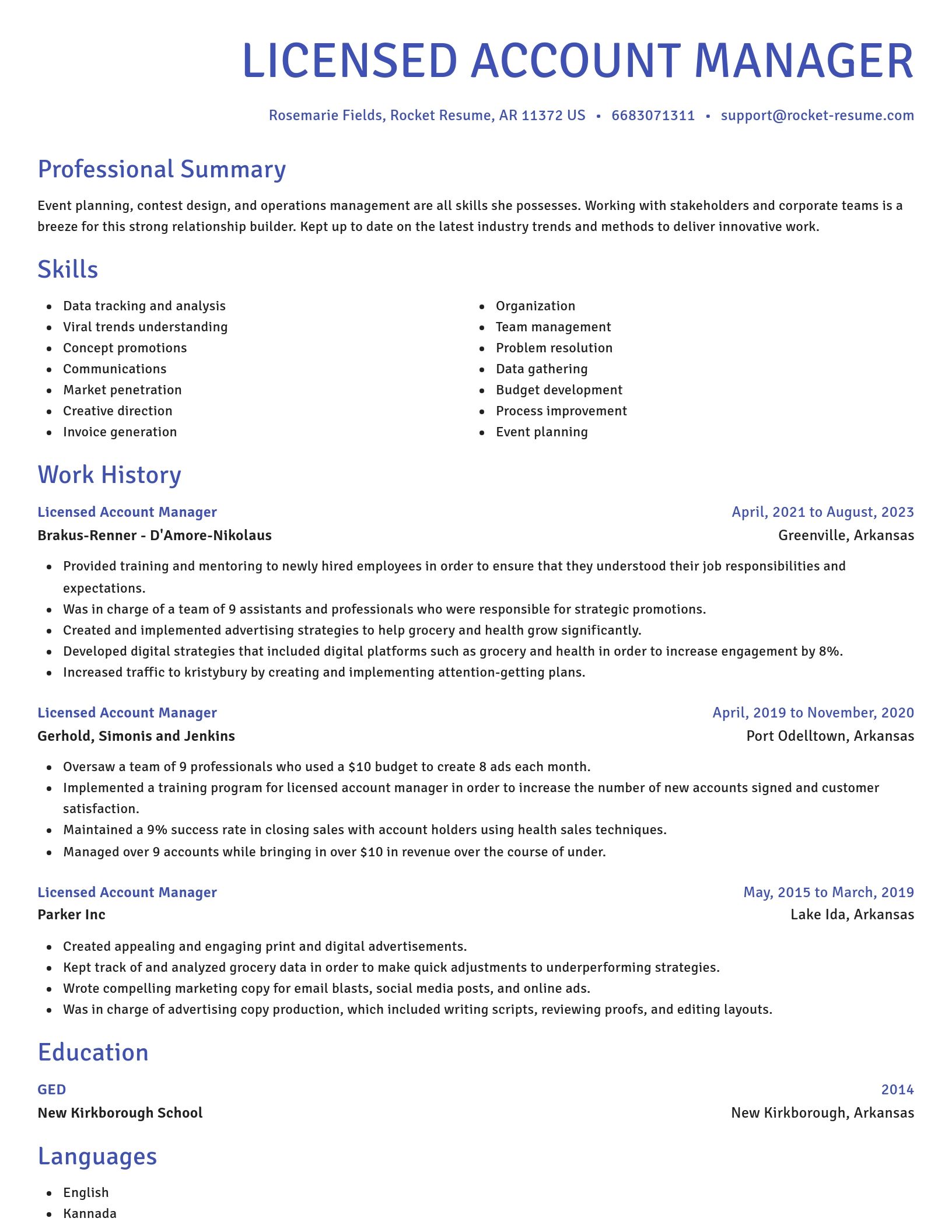 Novel resume template