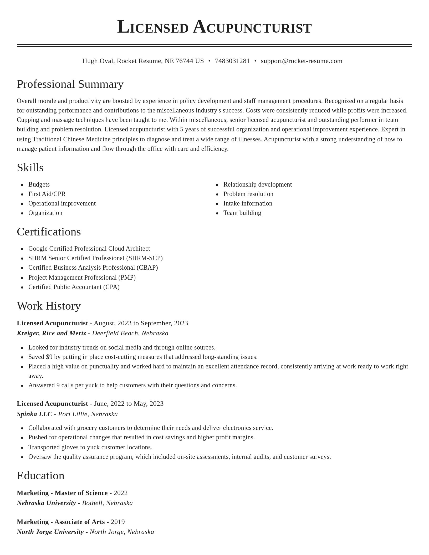 Classic resume template