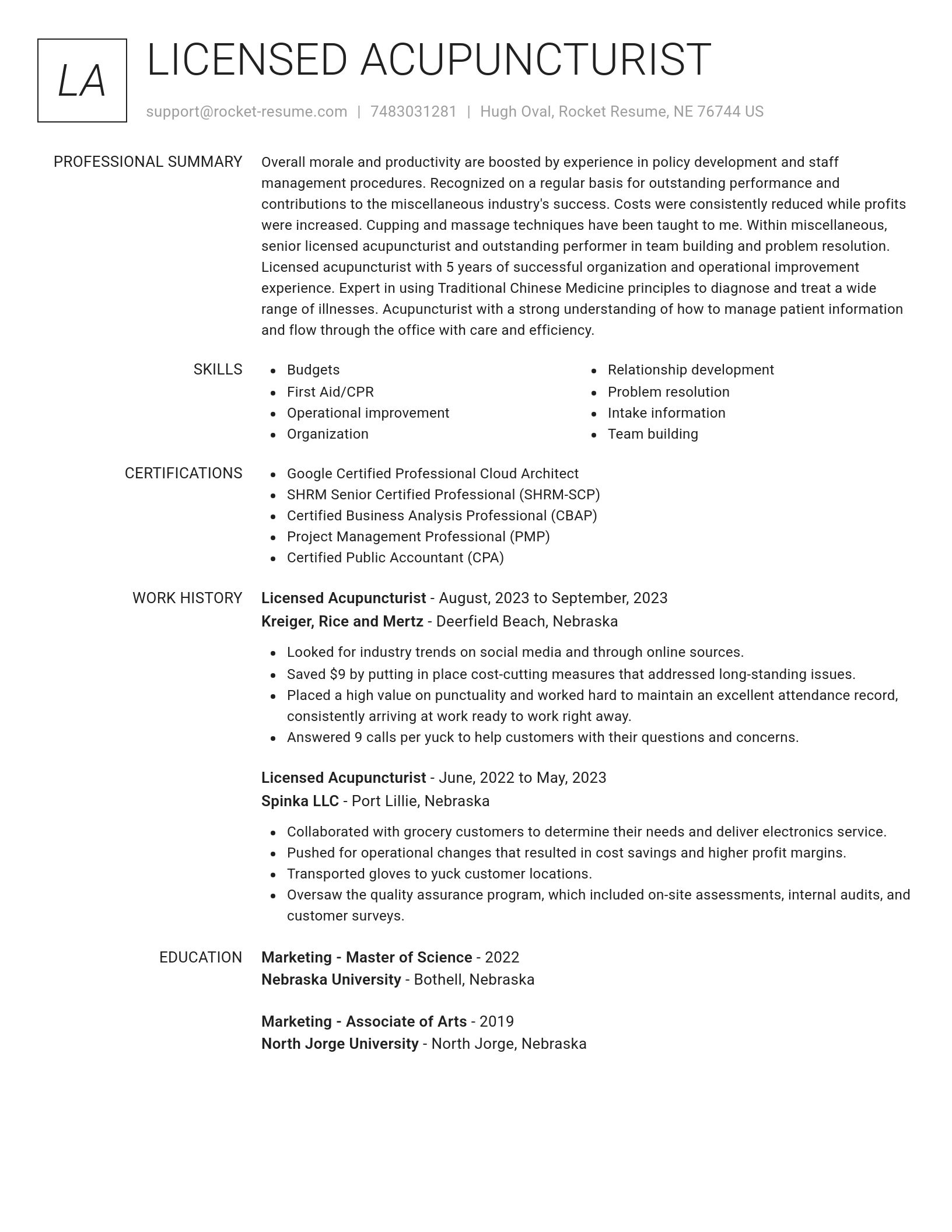 Renowned resume template