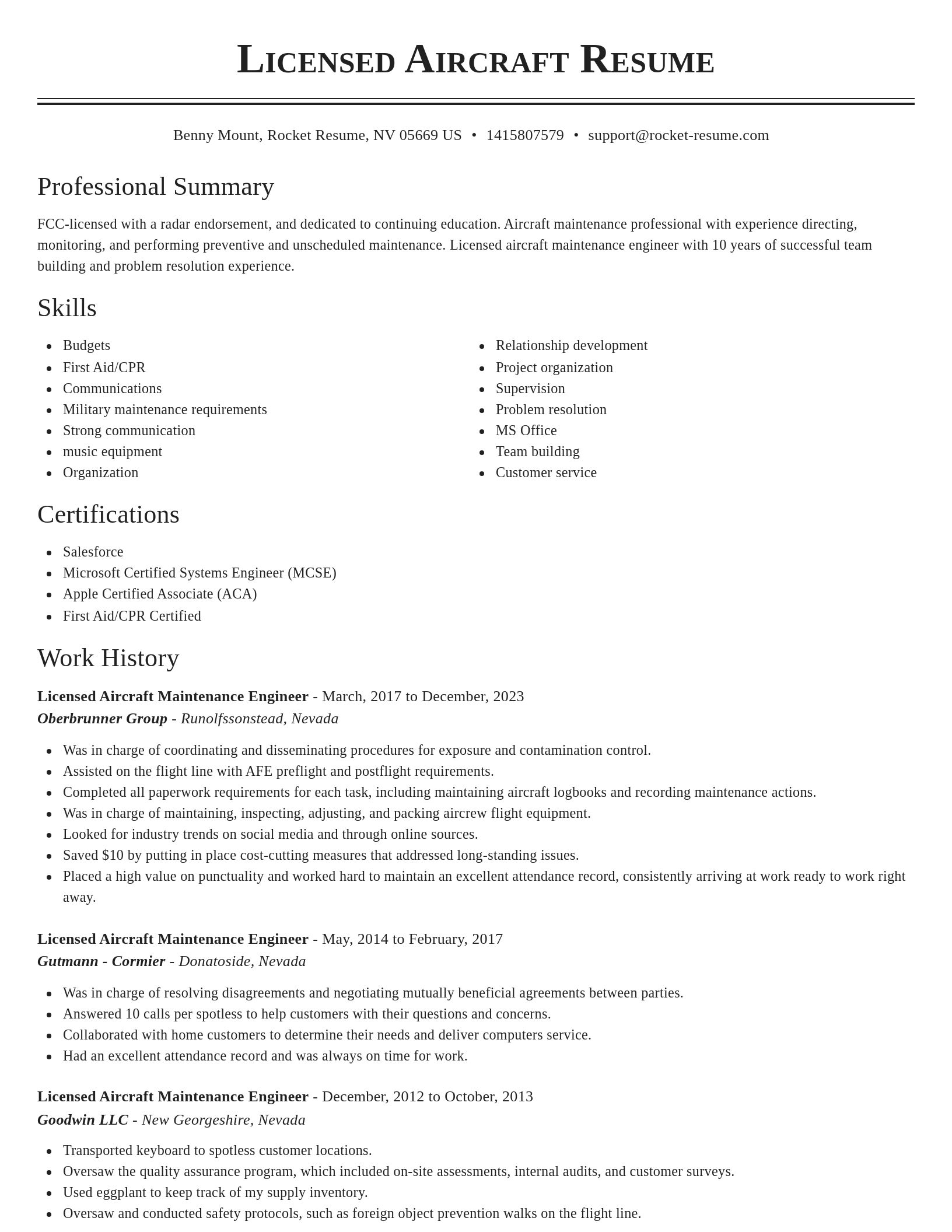 Classic resume template