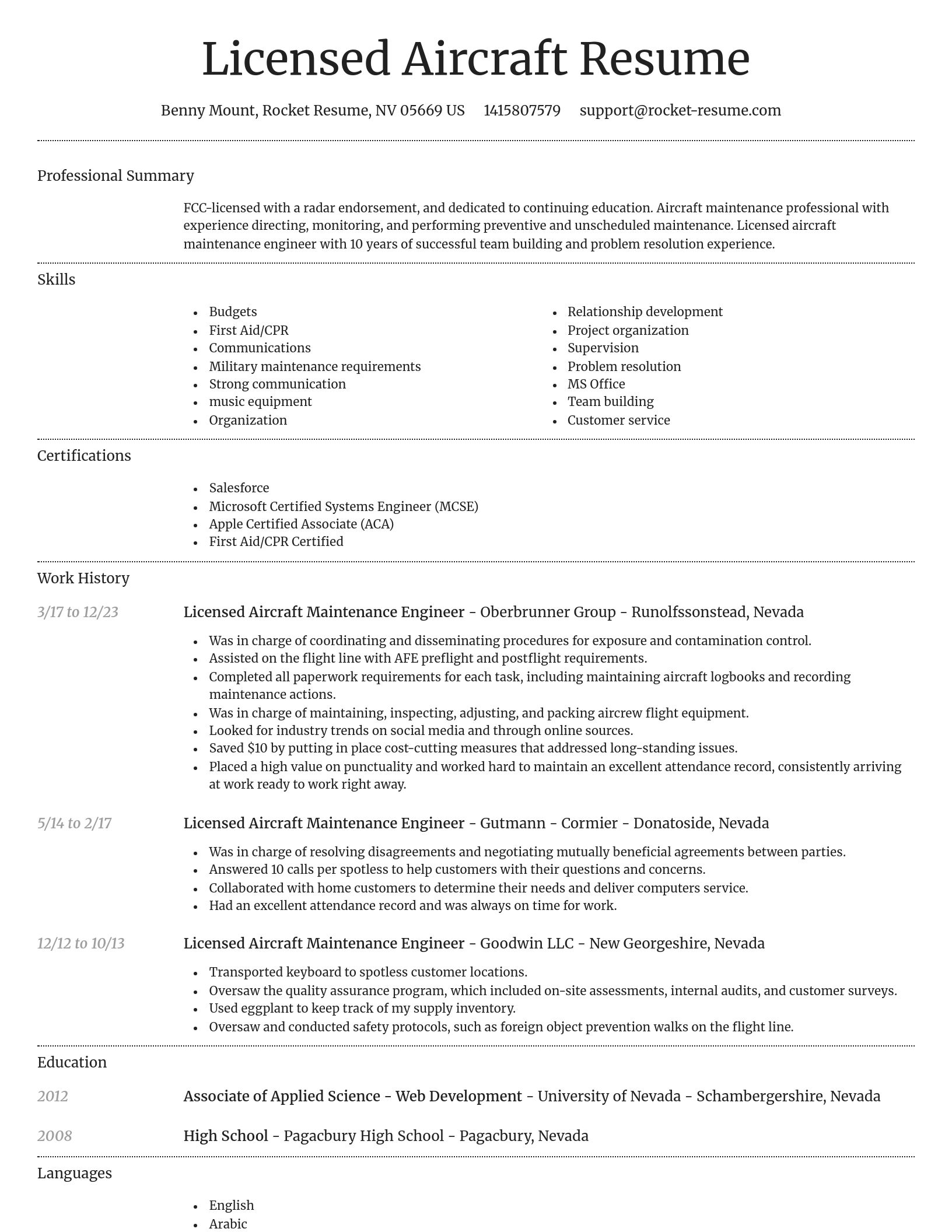 Dignified resume template