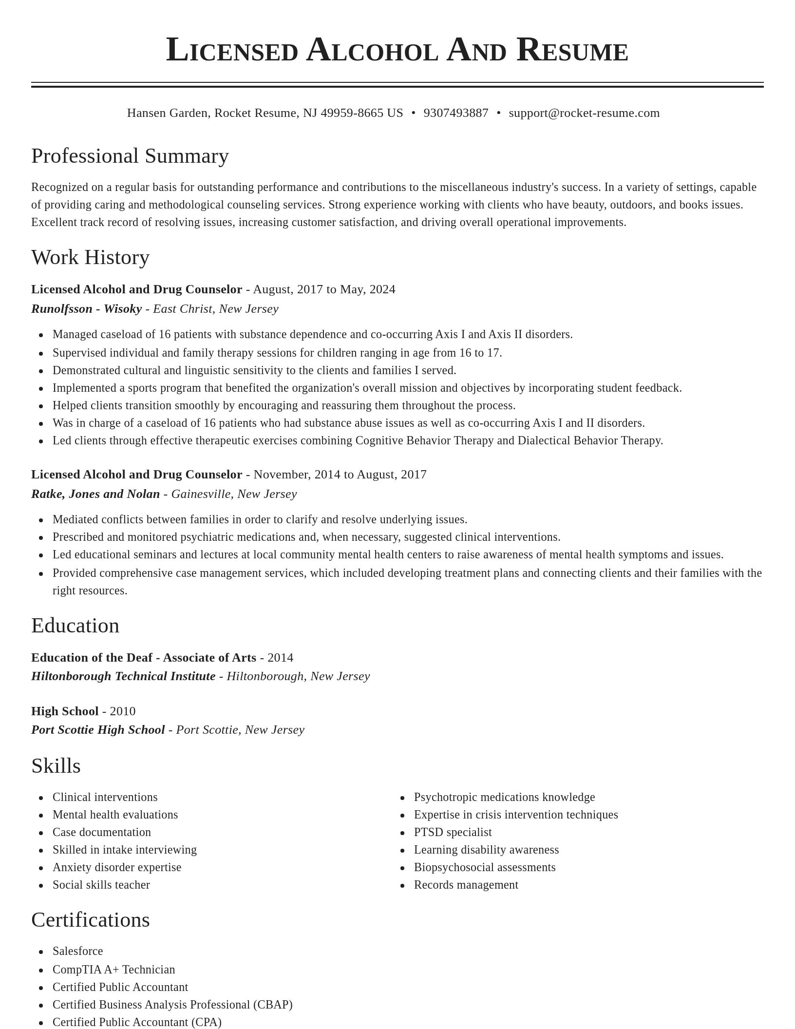 Classic resume template