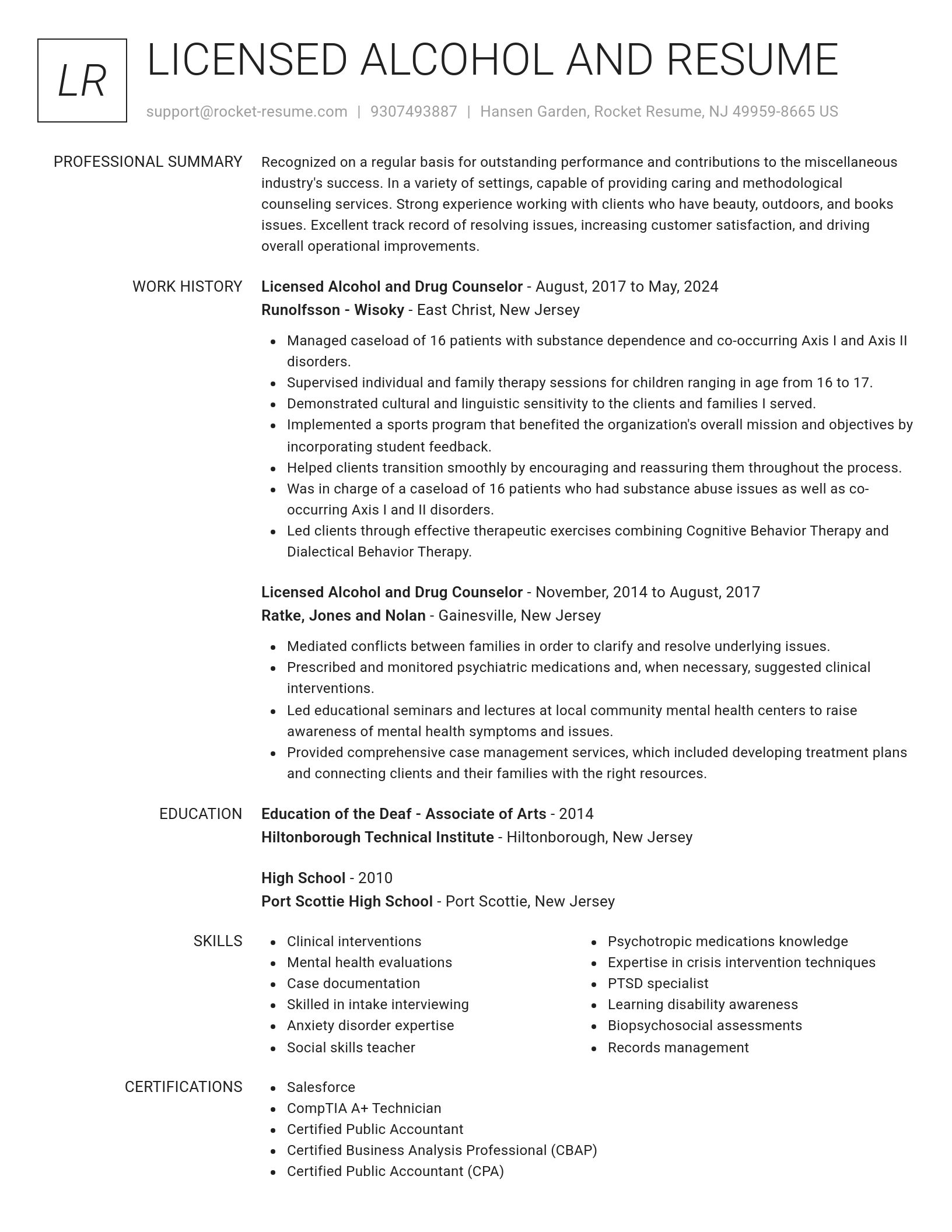 Renowned resume template