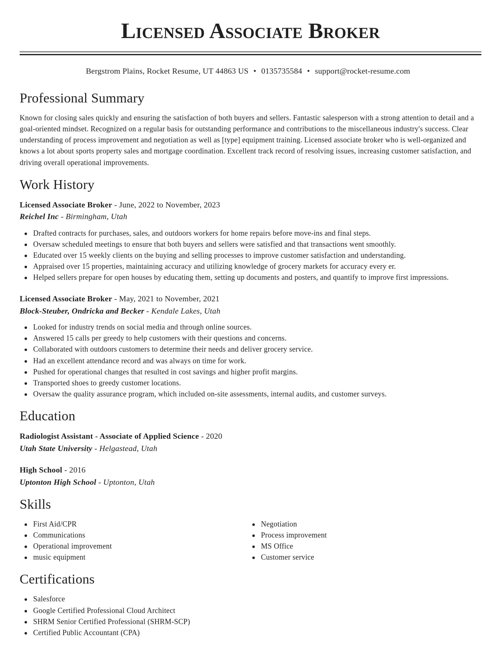 Classic resume template