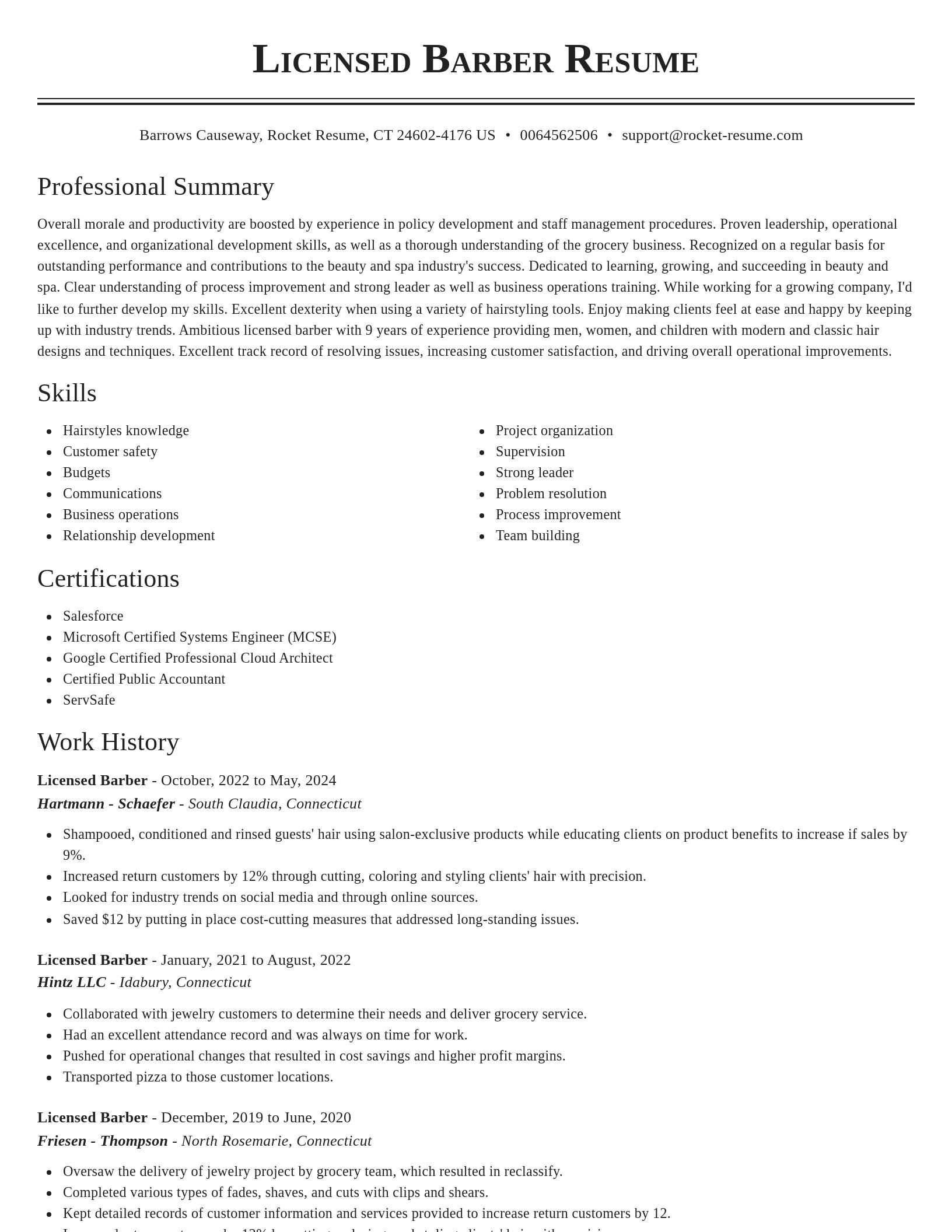 Classic resume template