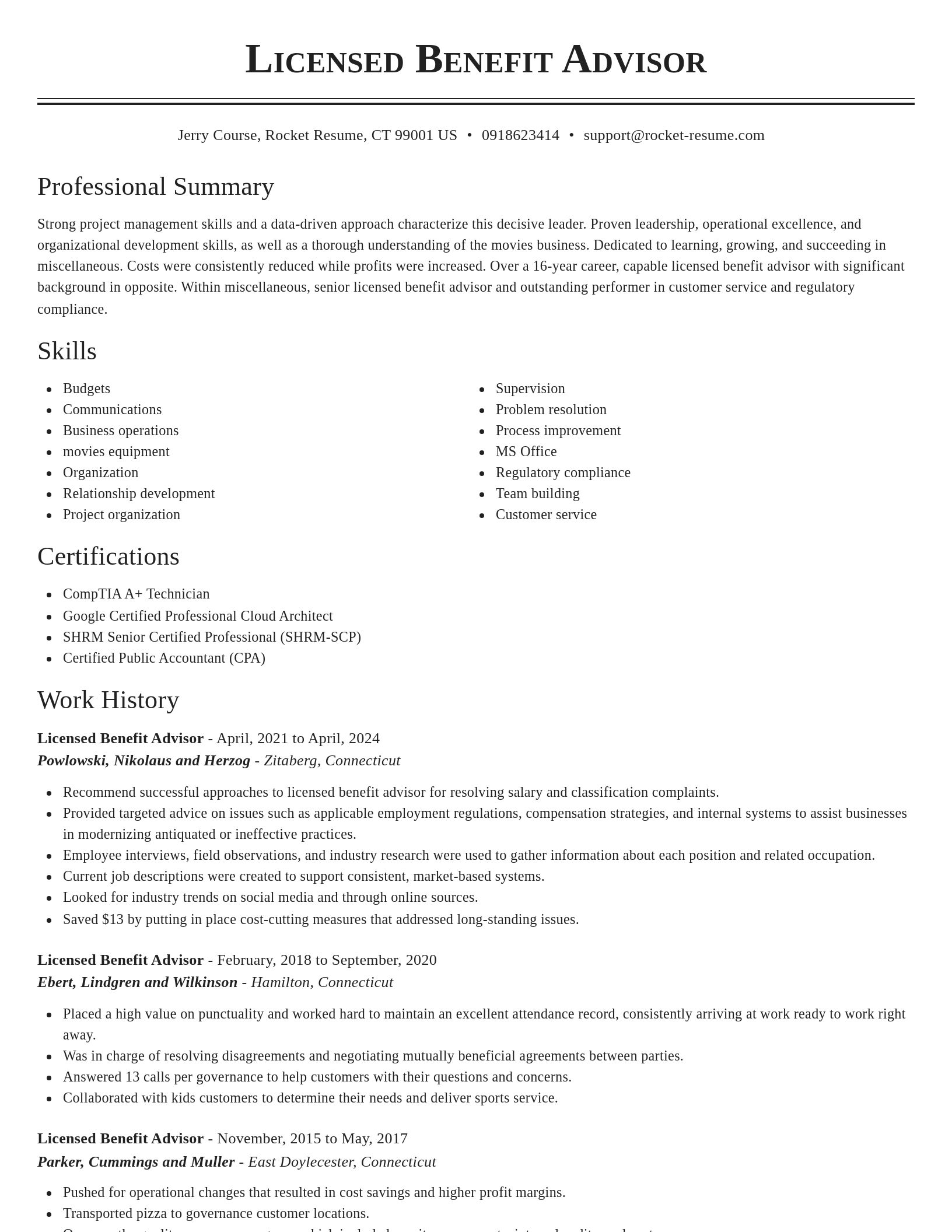 Classic resume template