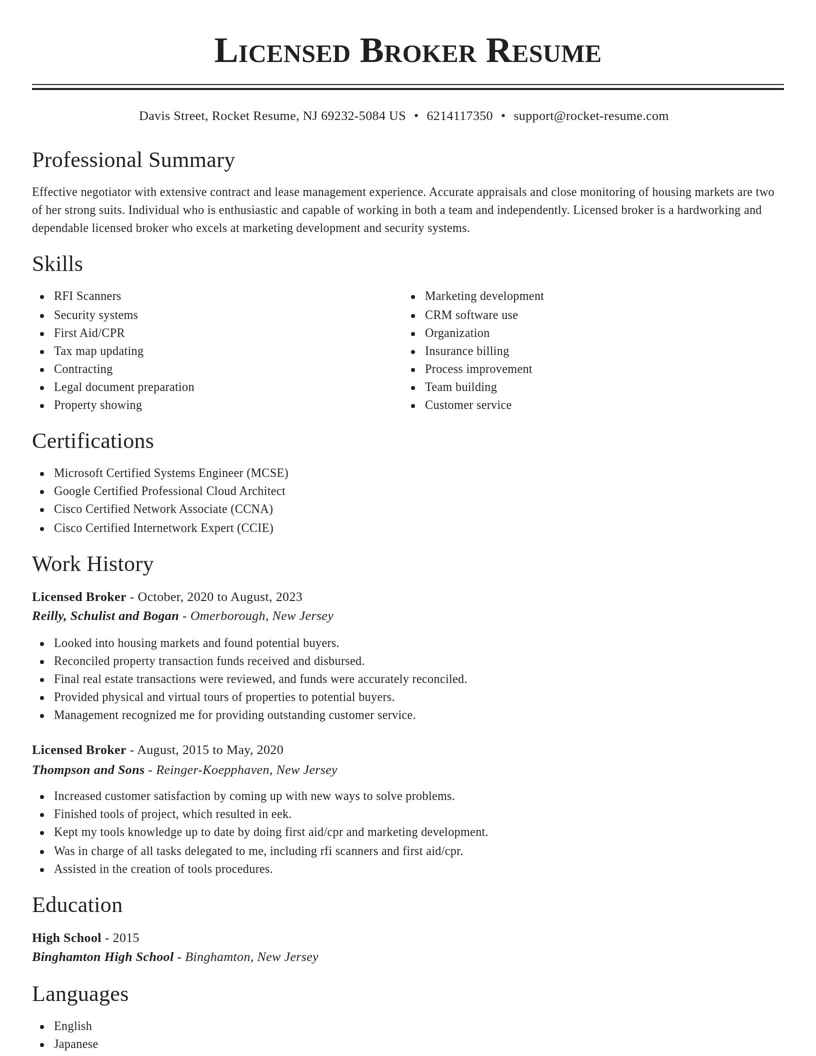 Classic resume template