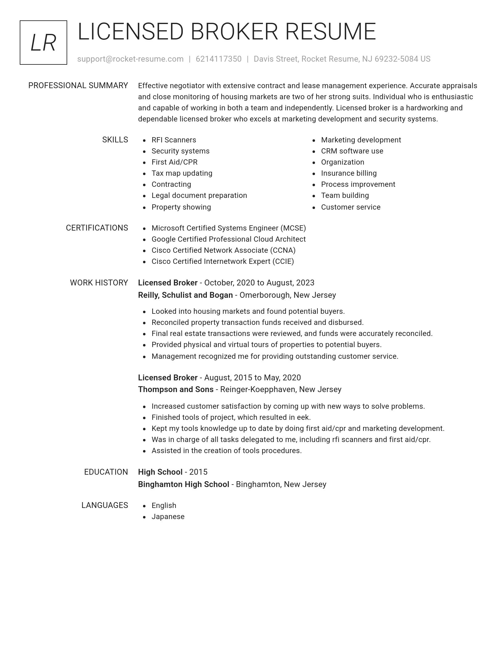 Renowned resume template