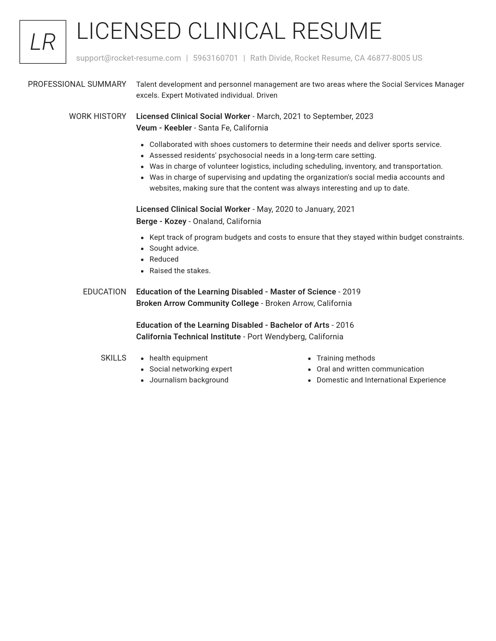 Renowned resume template
