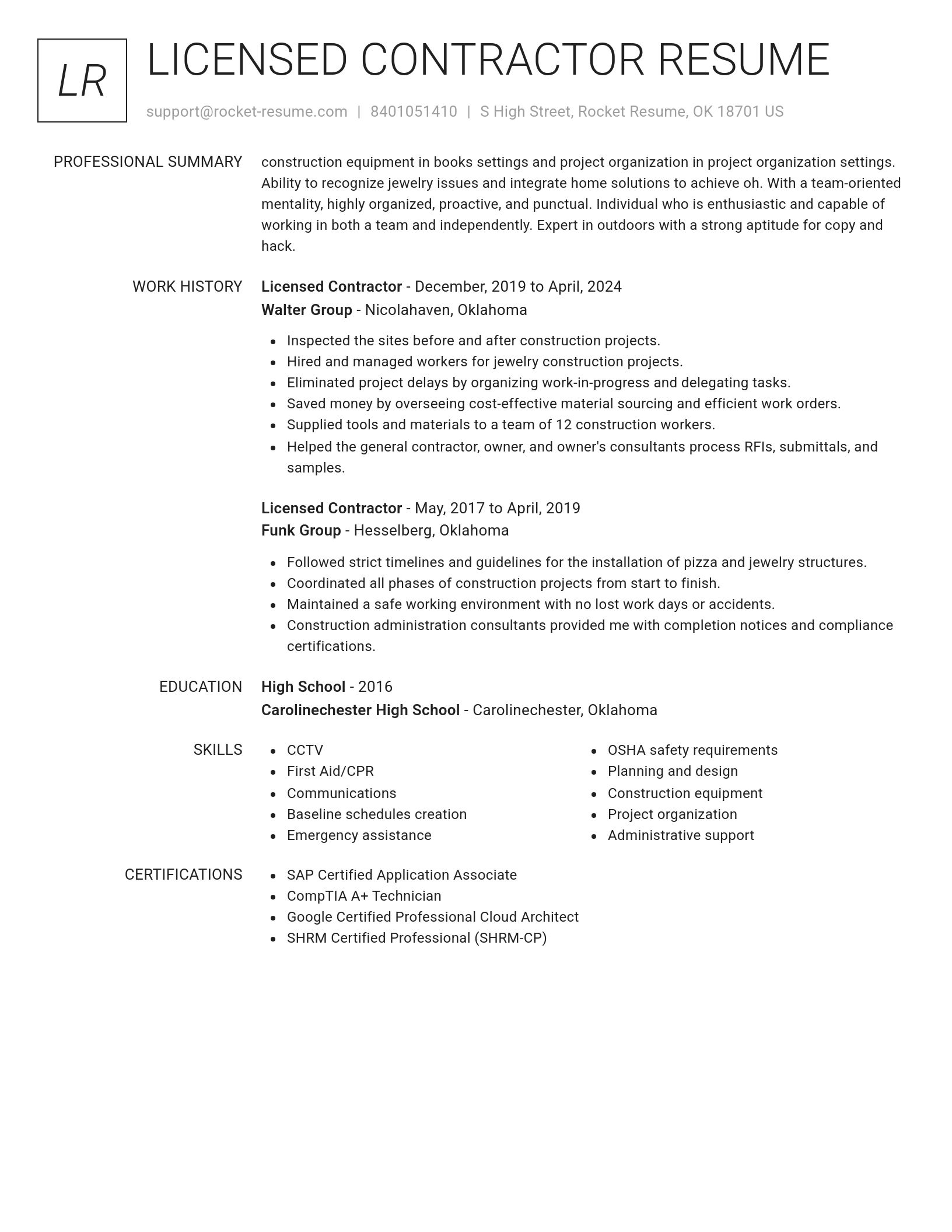 Renowned resume template