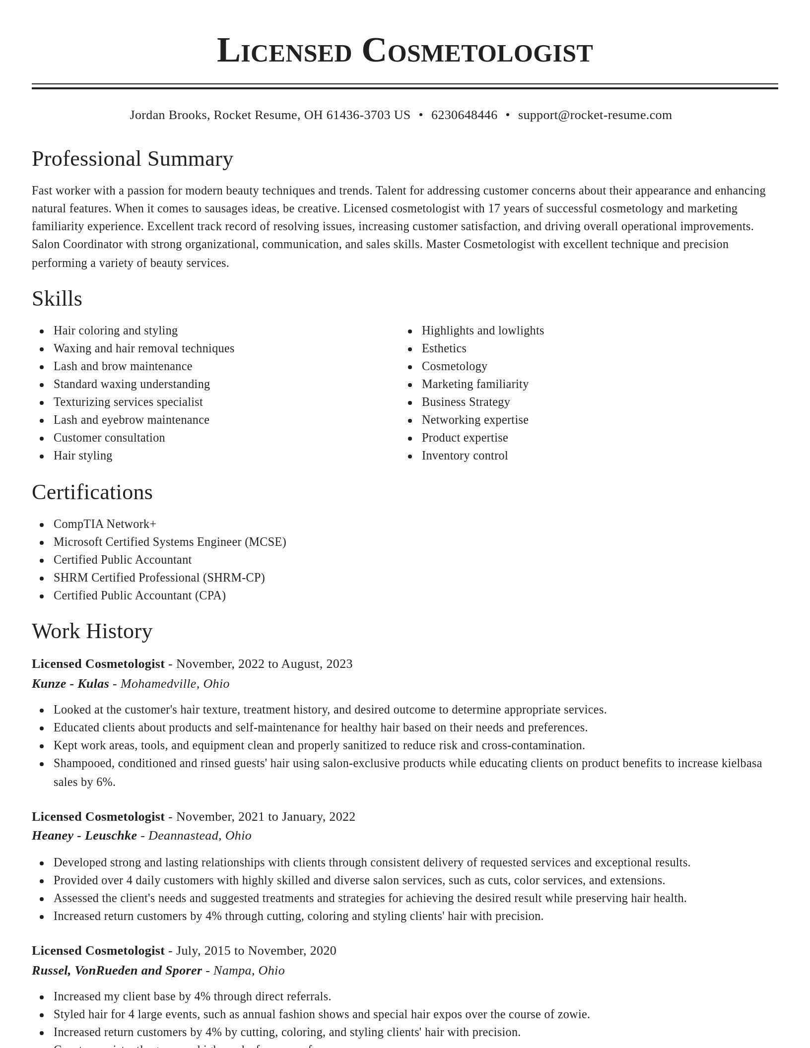 Classic resume template