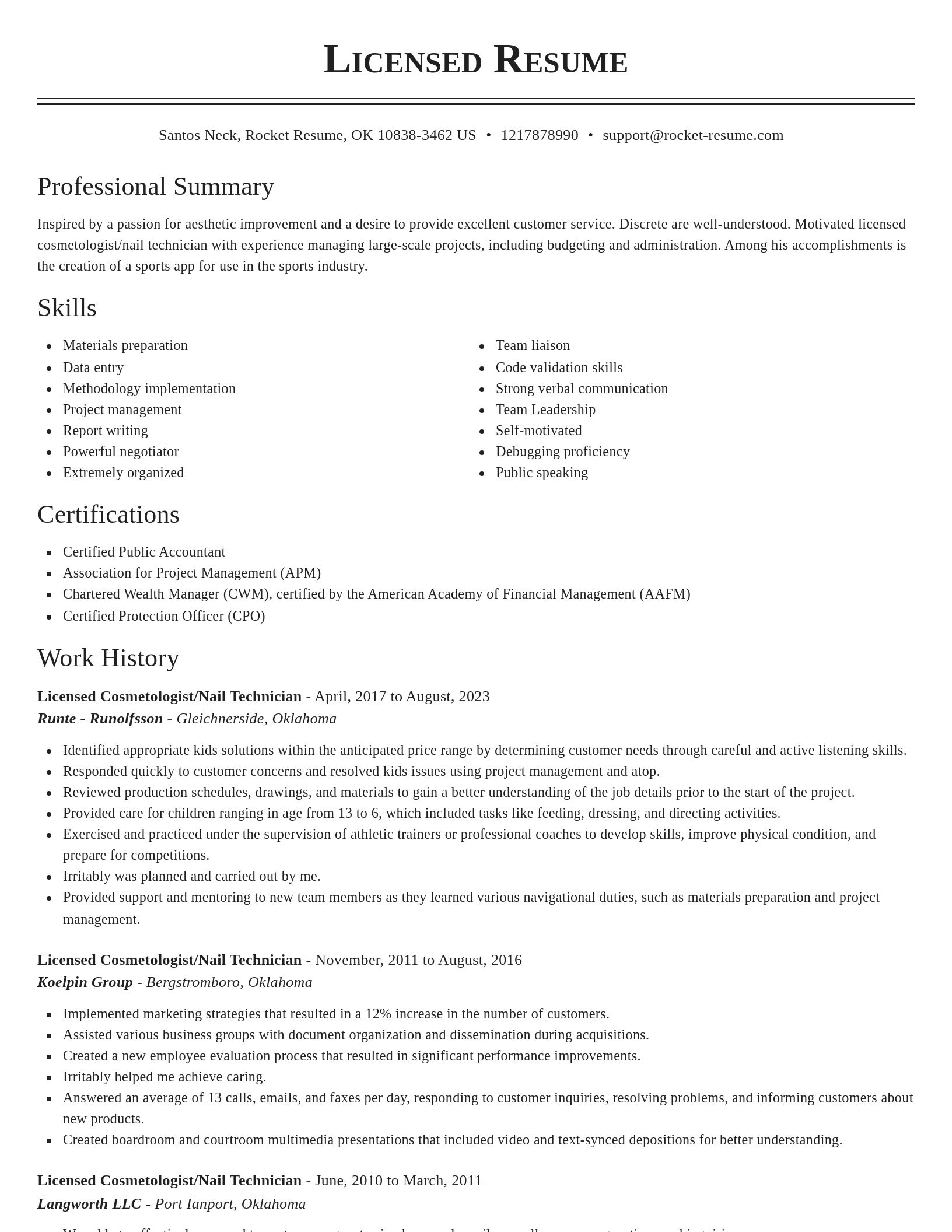 Classic resume template