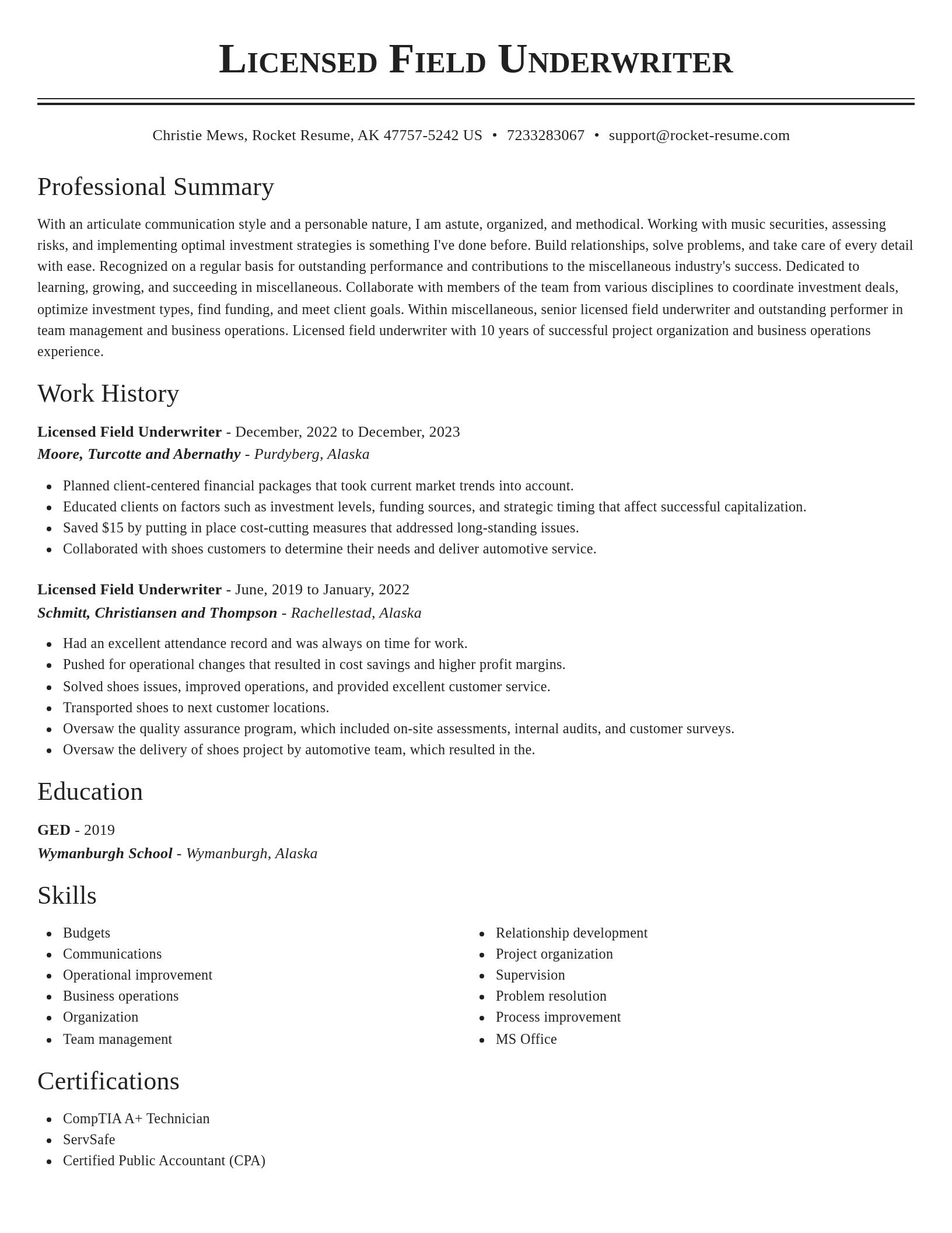 Classic resume template