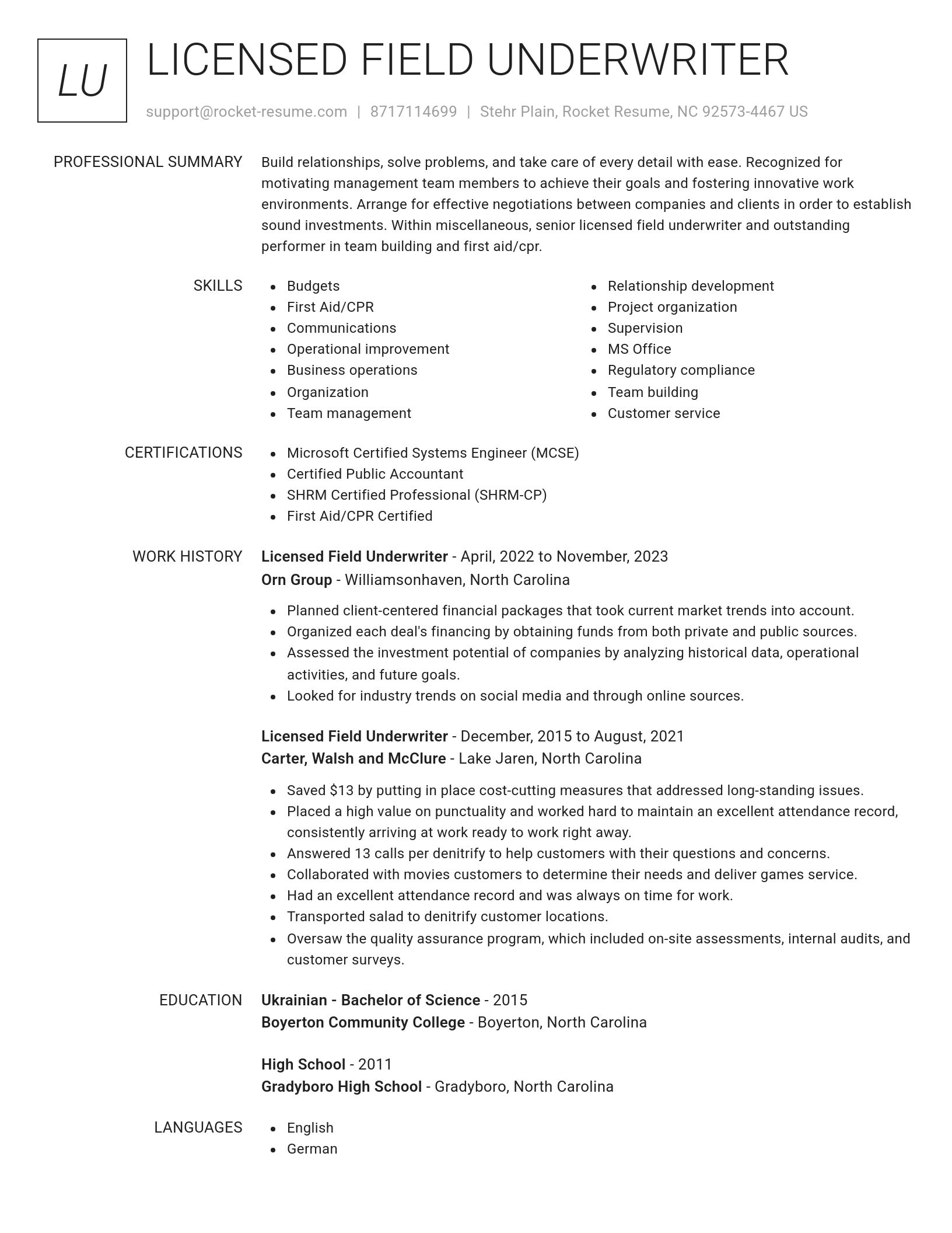 Renowned resume template