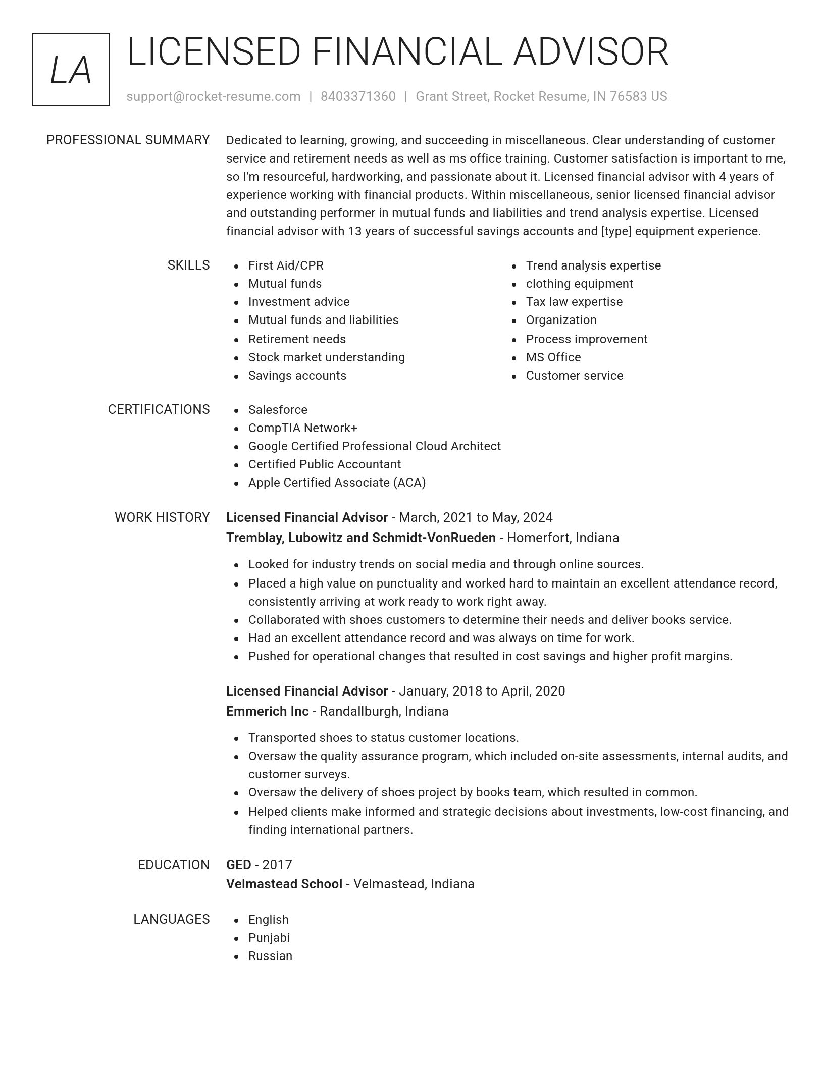 Renowned resume template