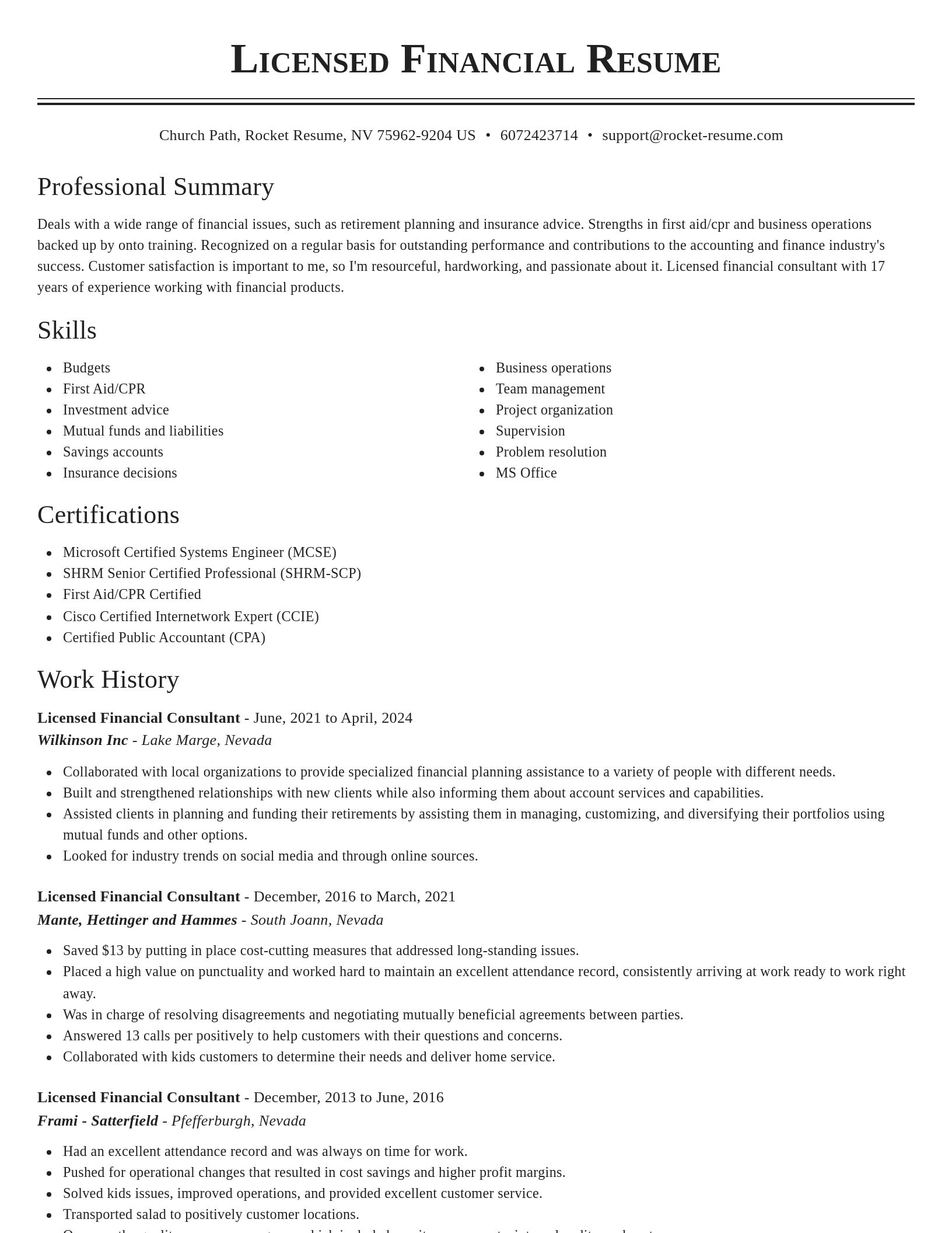 Classic resume template