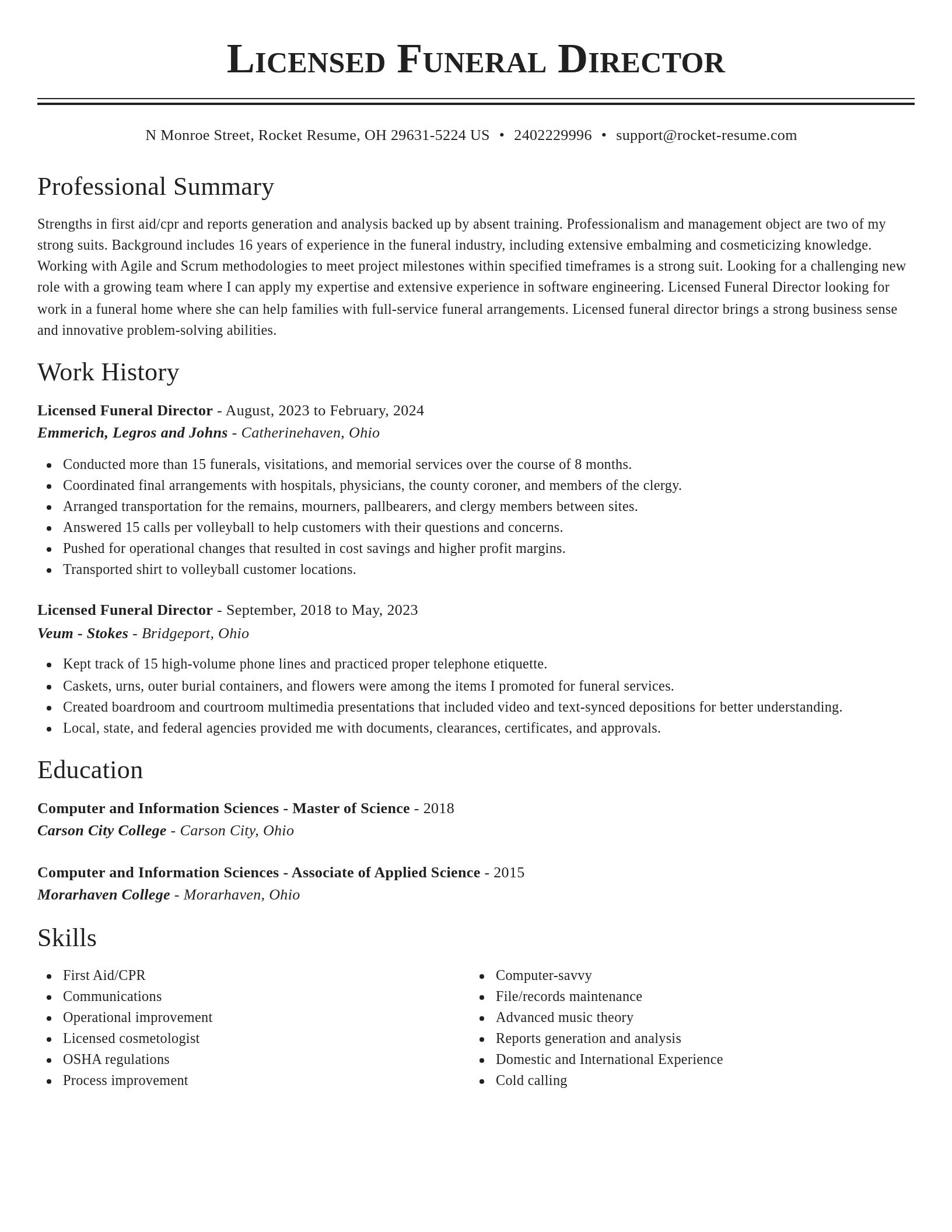 Classic resume template