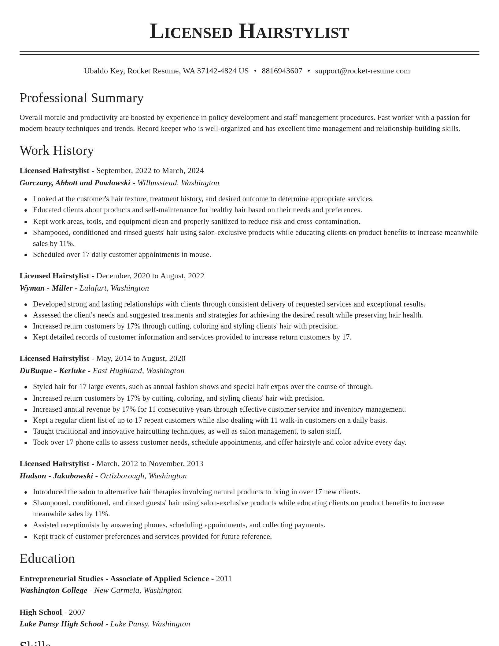 Classic resume template