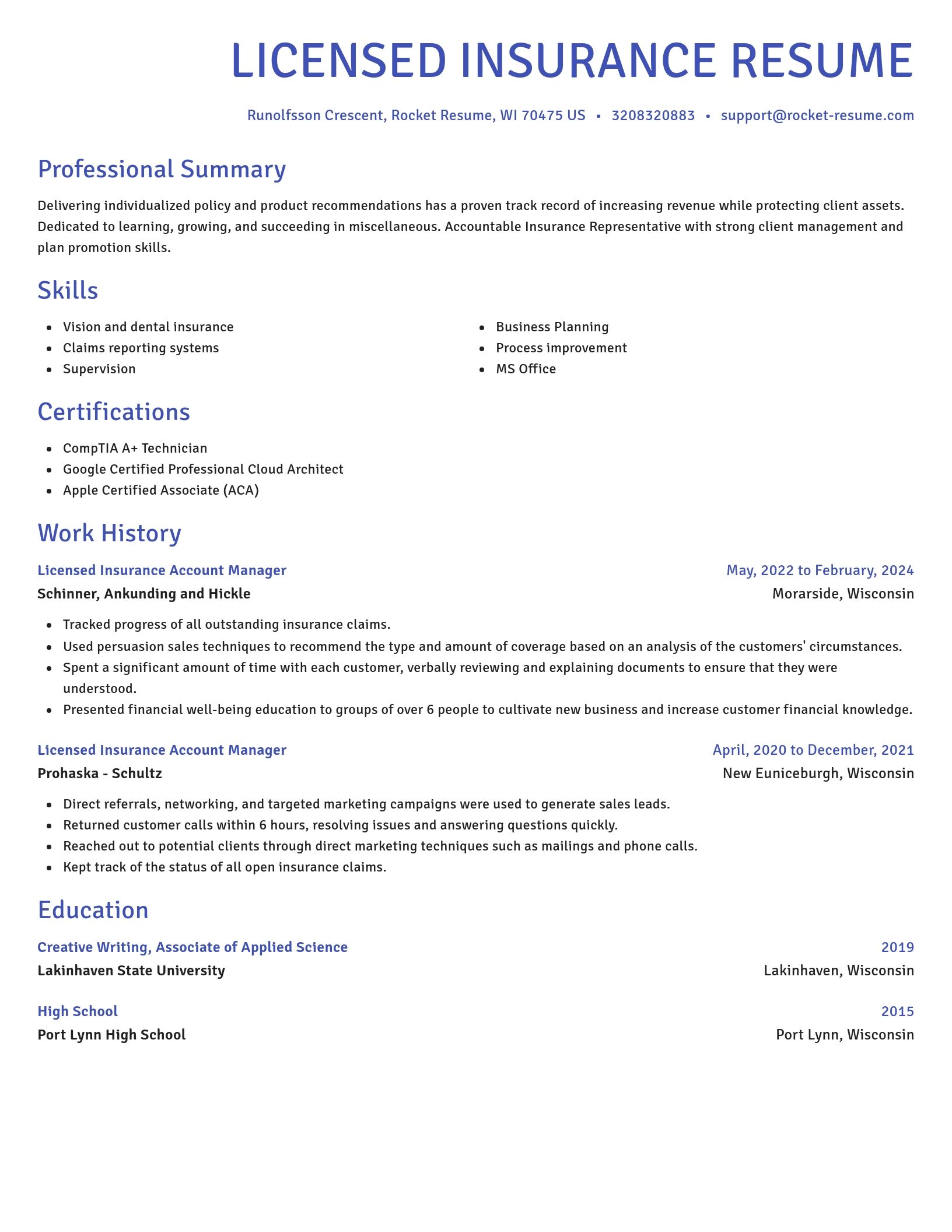Novel resume template