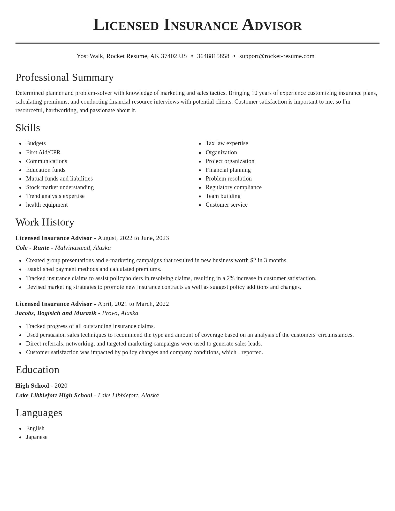 Classic resume template