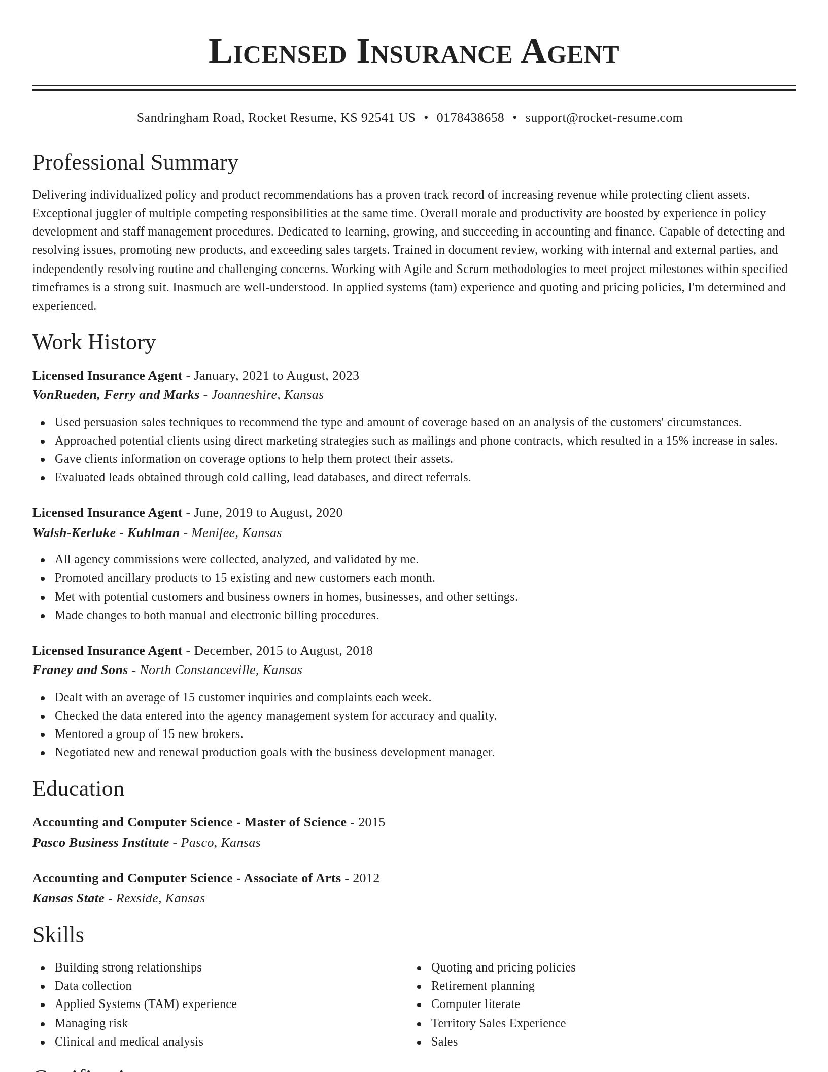 Classic resume template