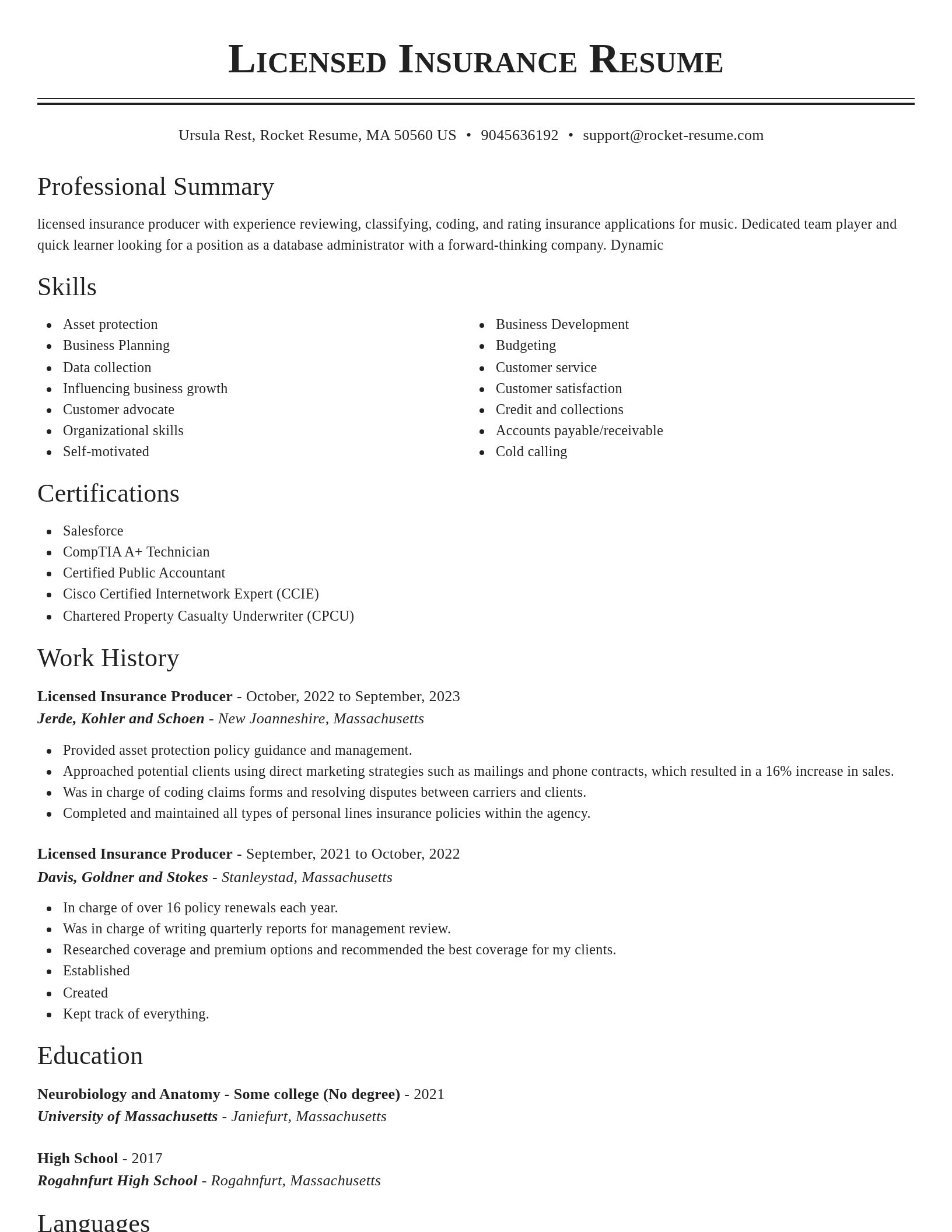 Classic resume template