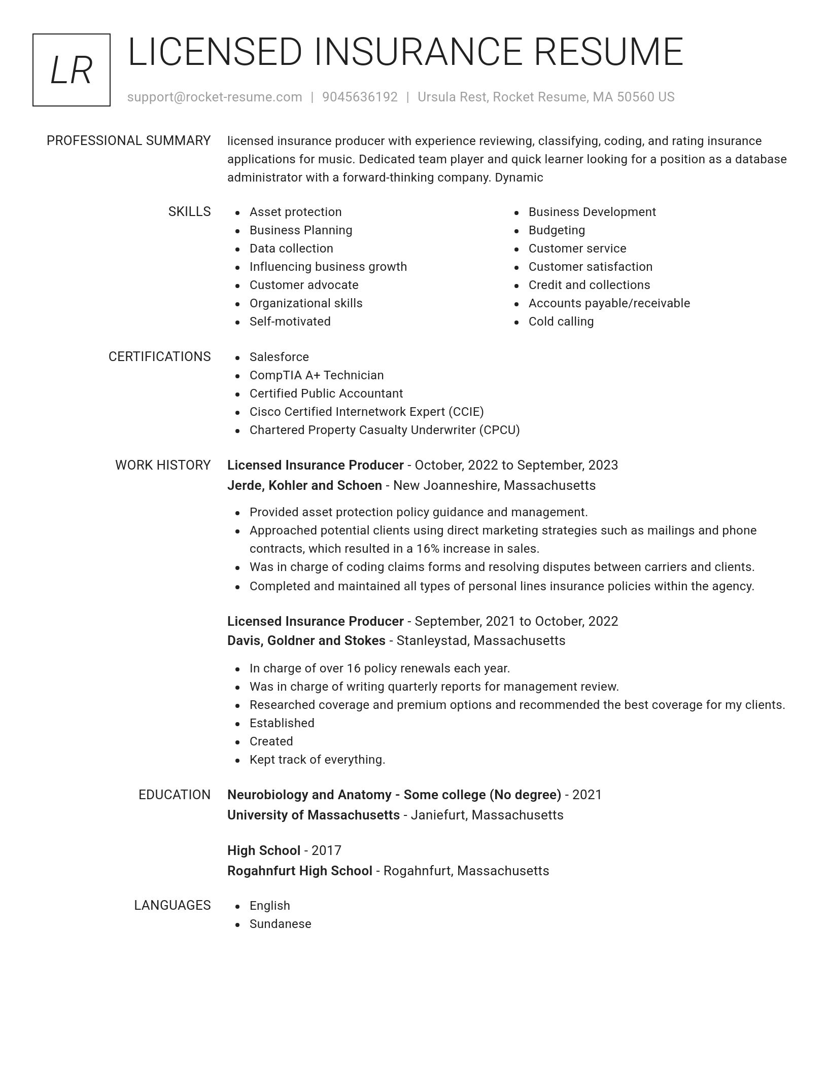Renowned resume template