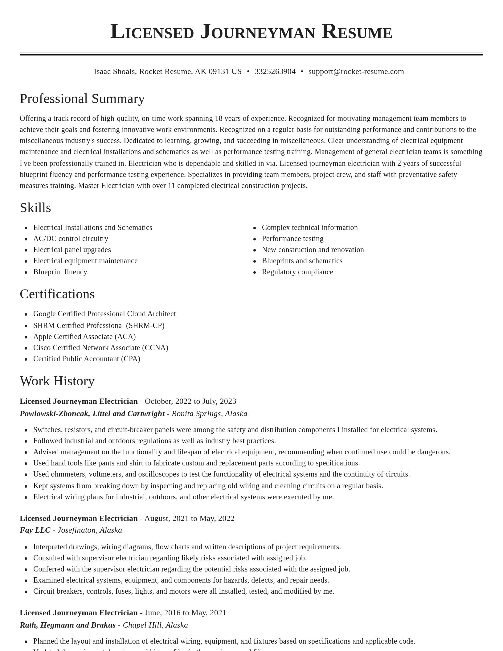 Classic resume template