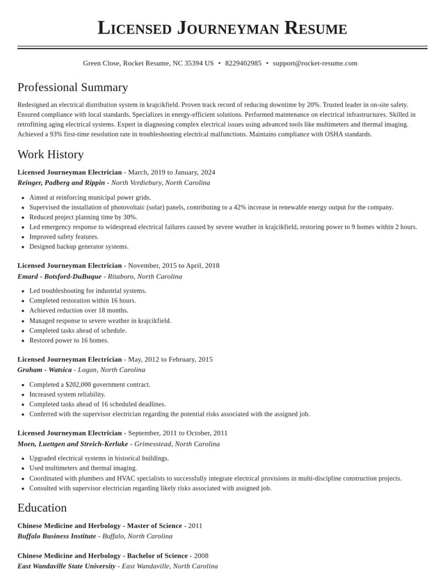 Classic resume template