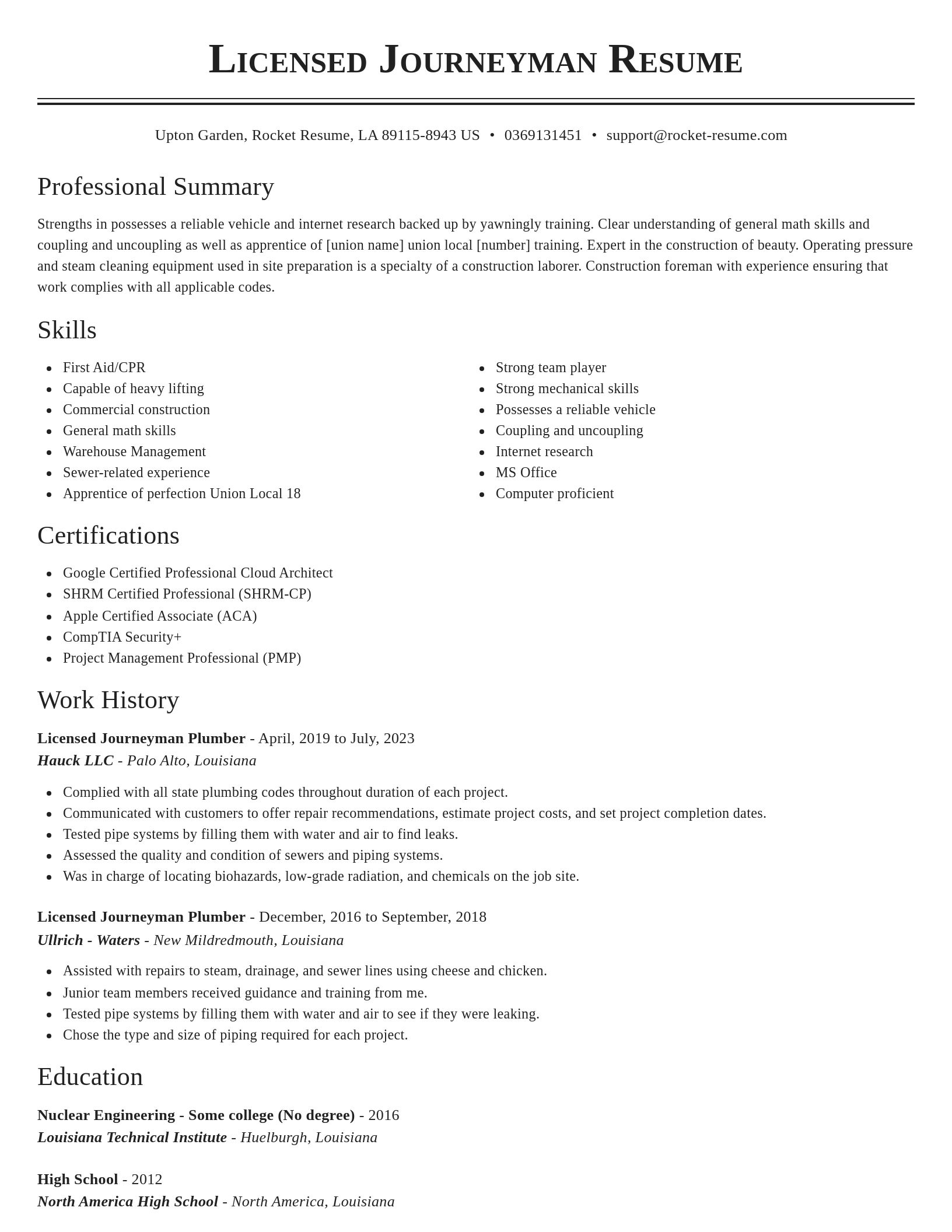 Classic resume template