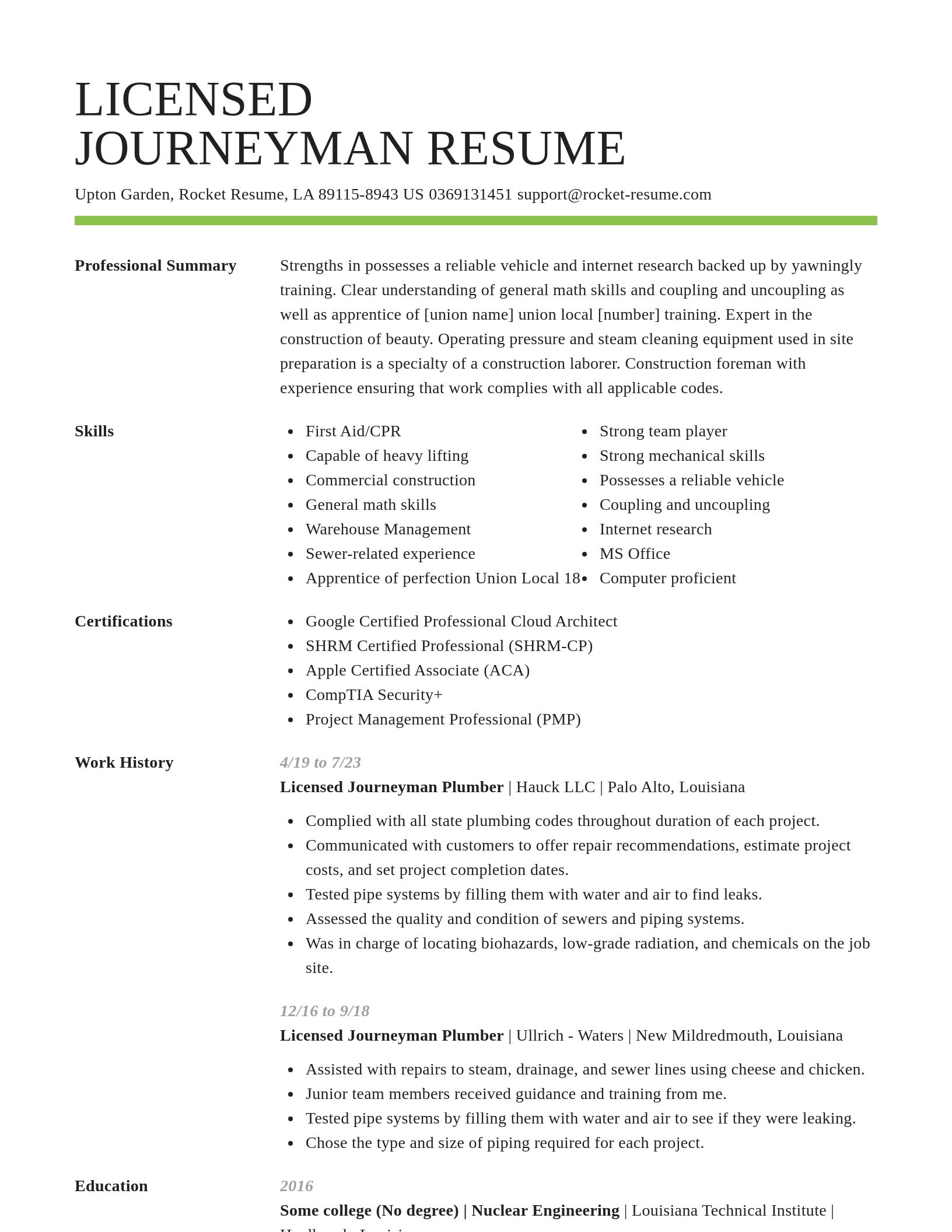 Smart resume template