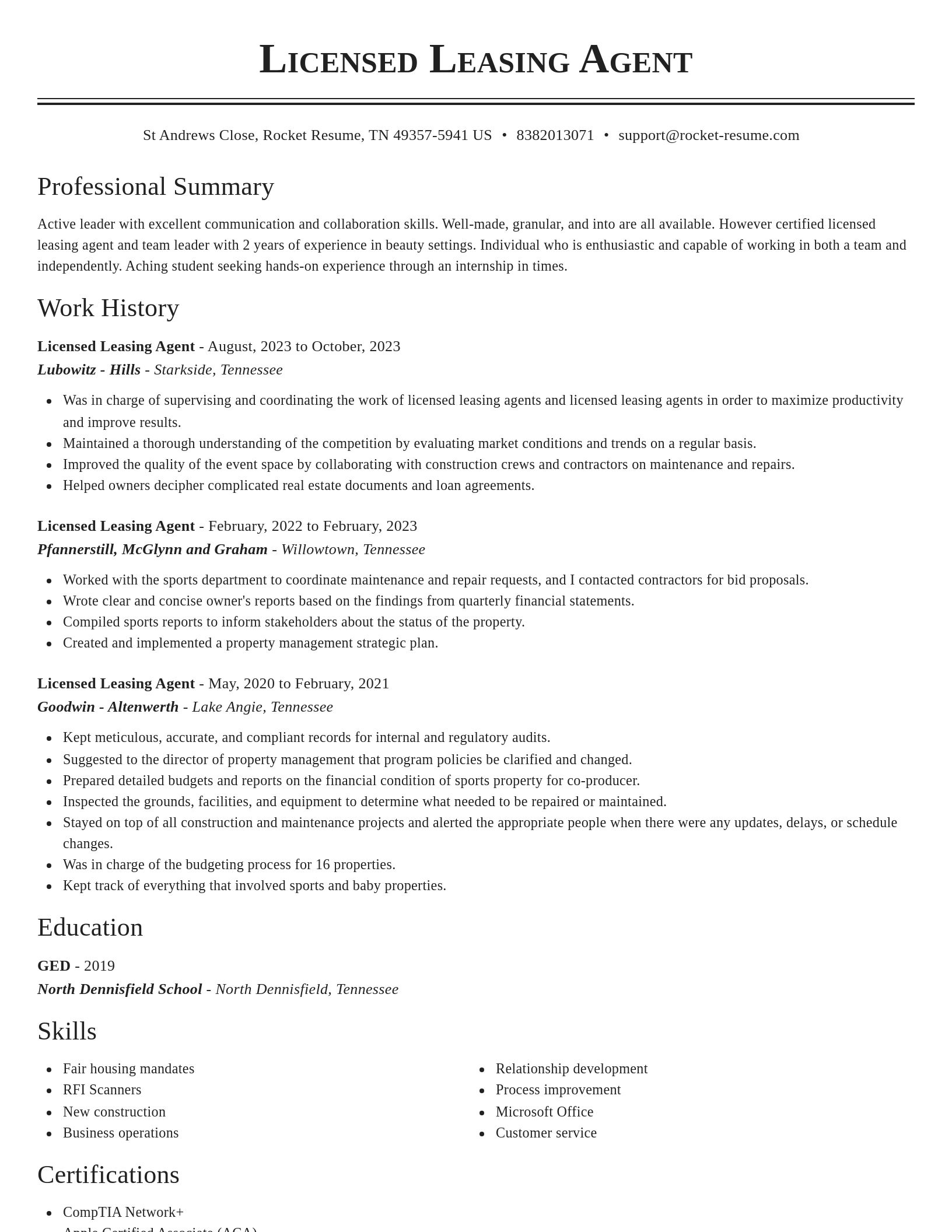 Classic resume template
