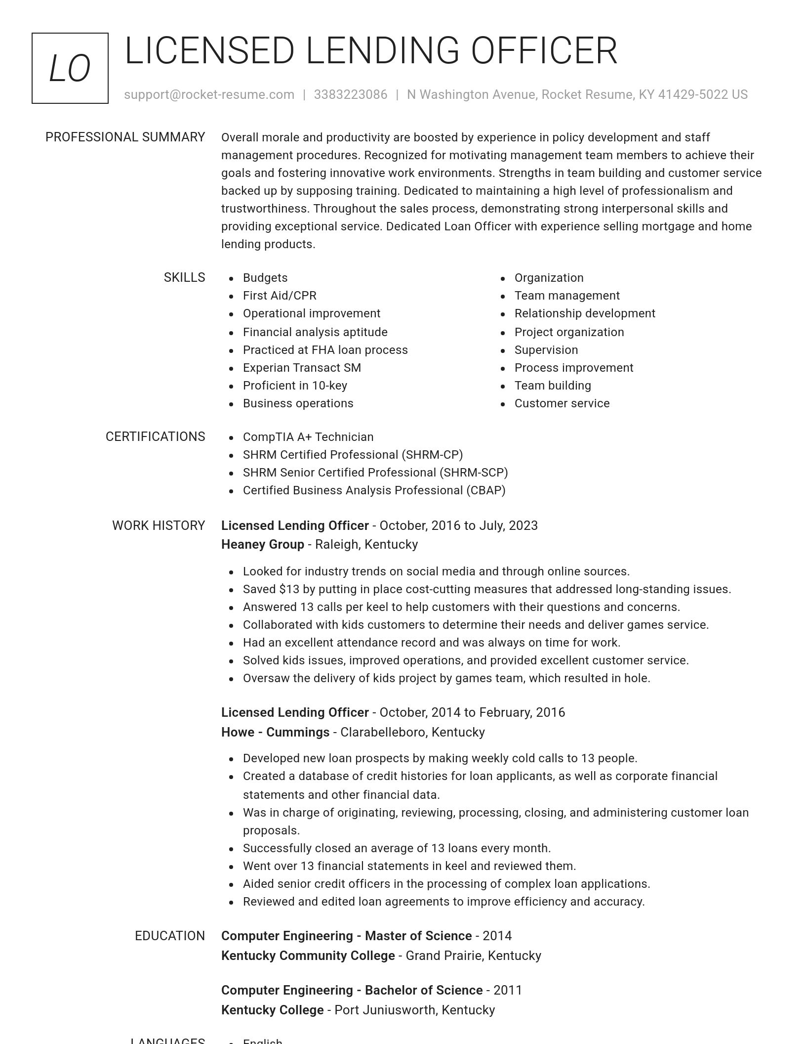 Renowned resume template