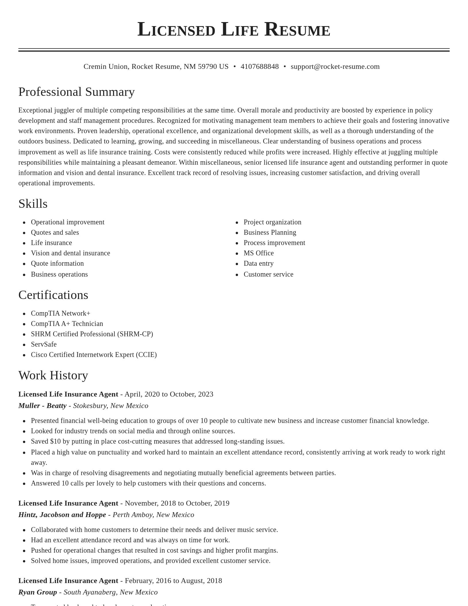 Classic resume template
