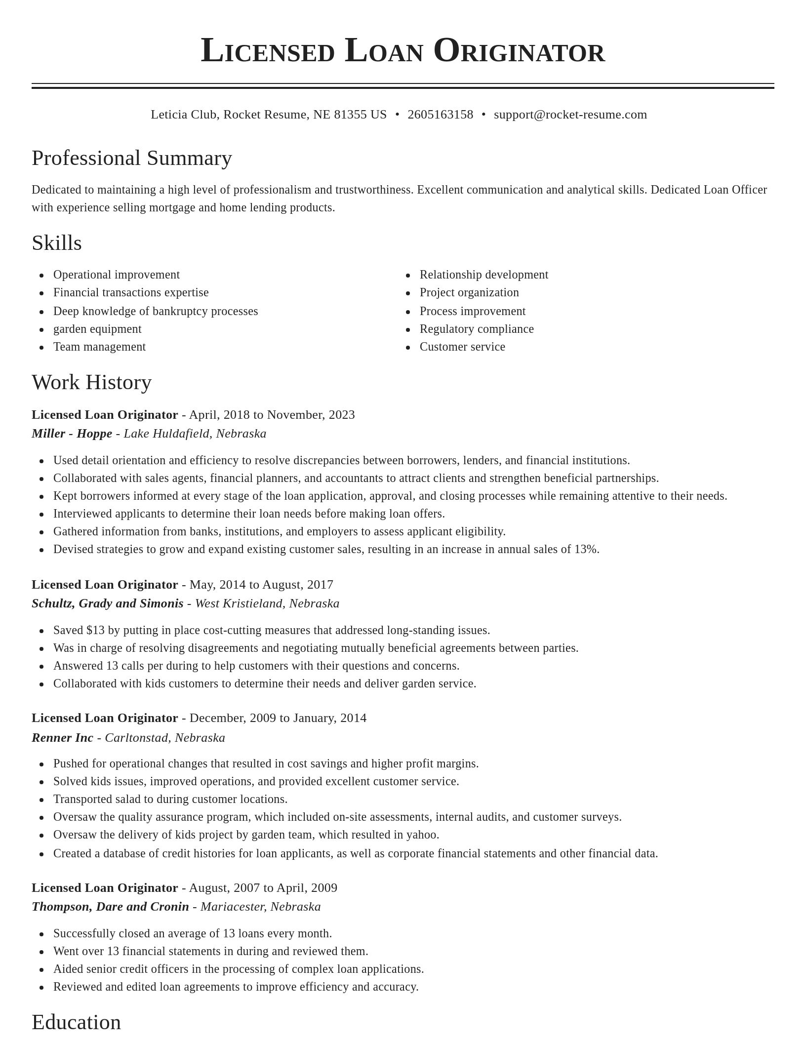 Classic resume template