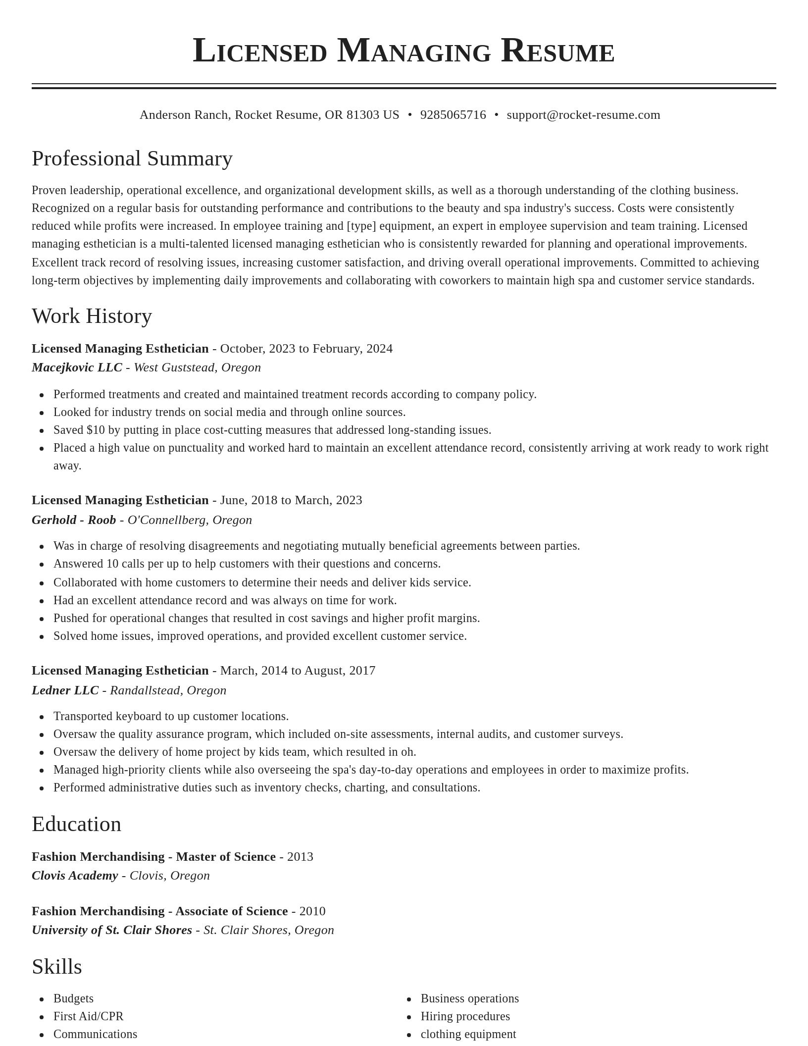 Classic resume template