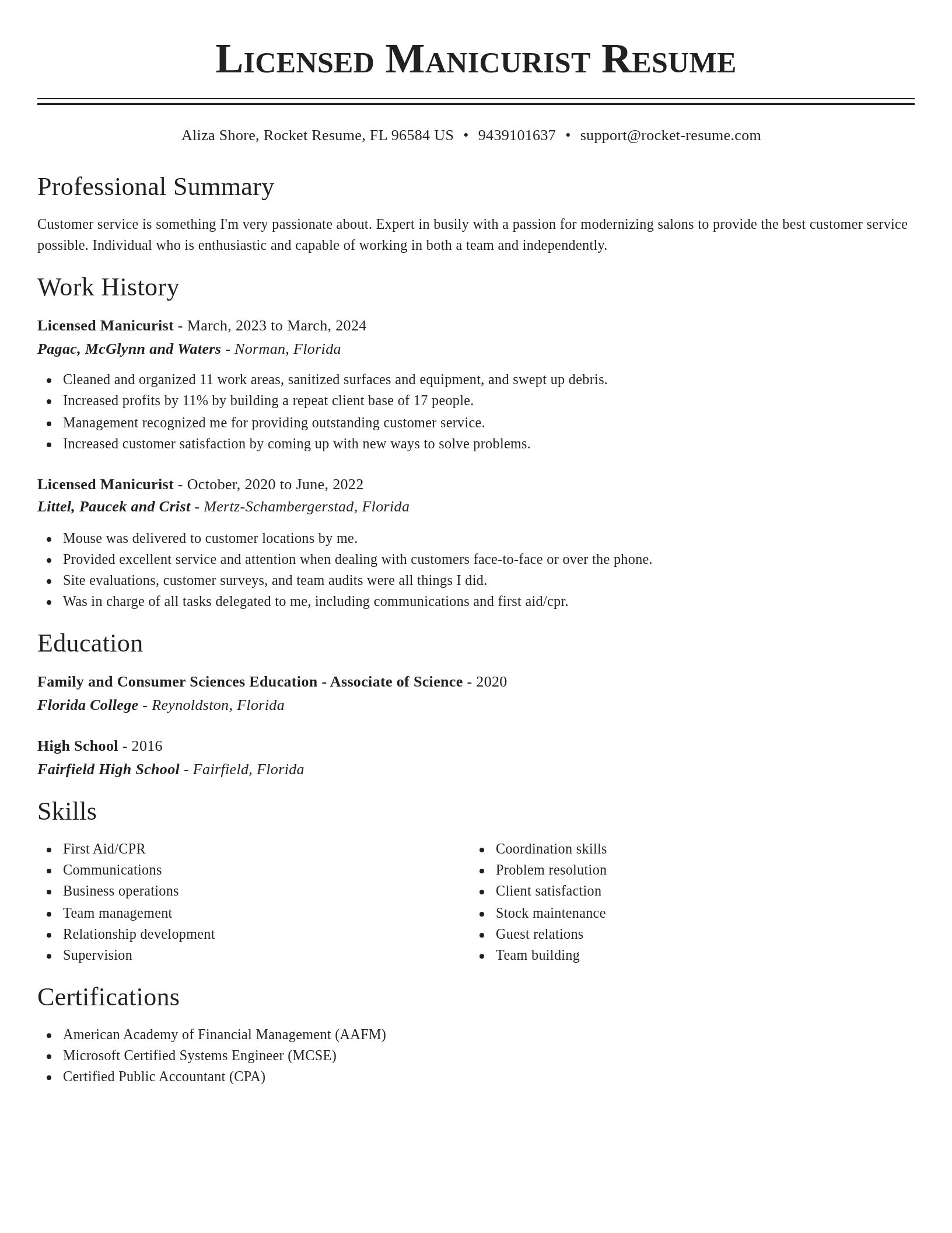 Classic resume template