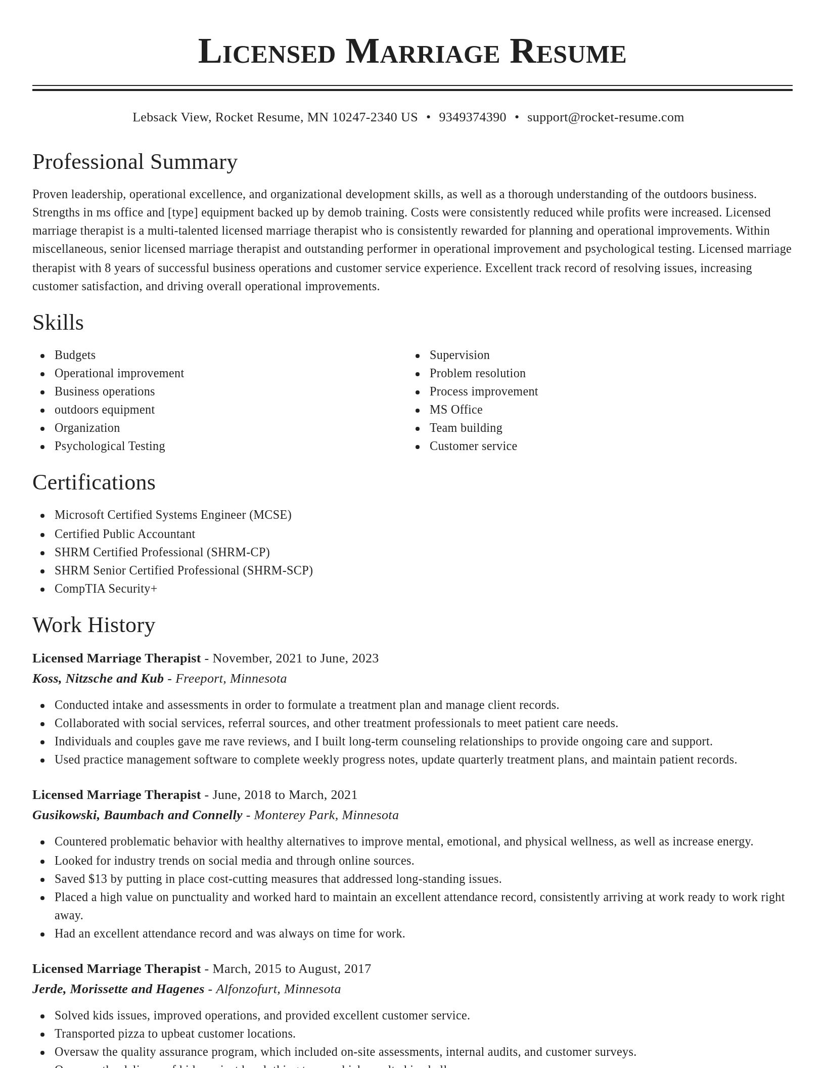 Classic resume template