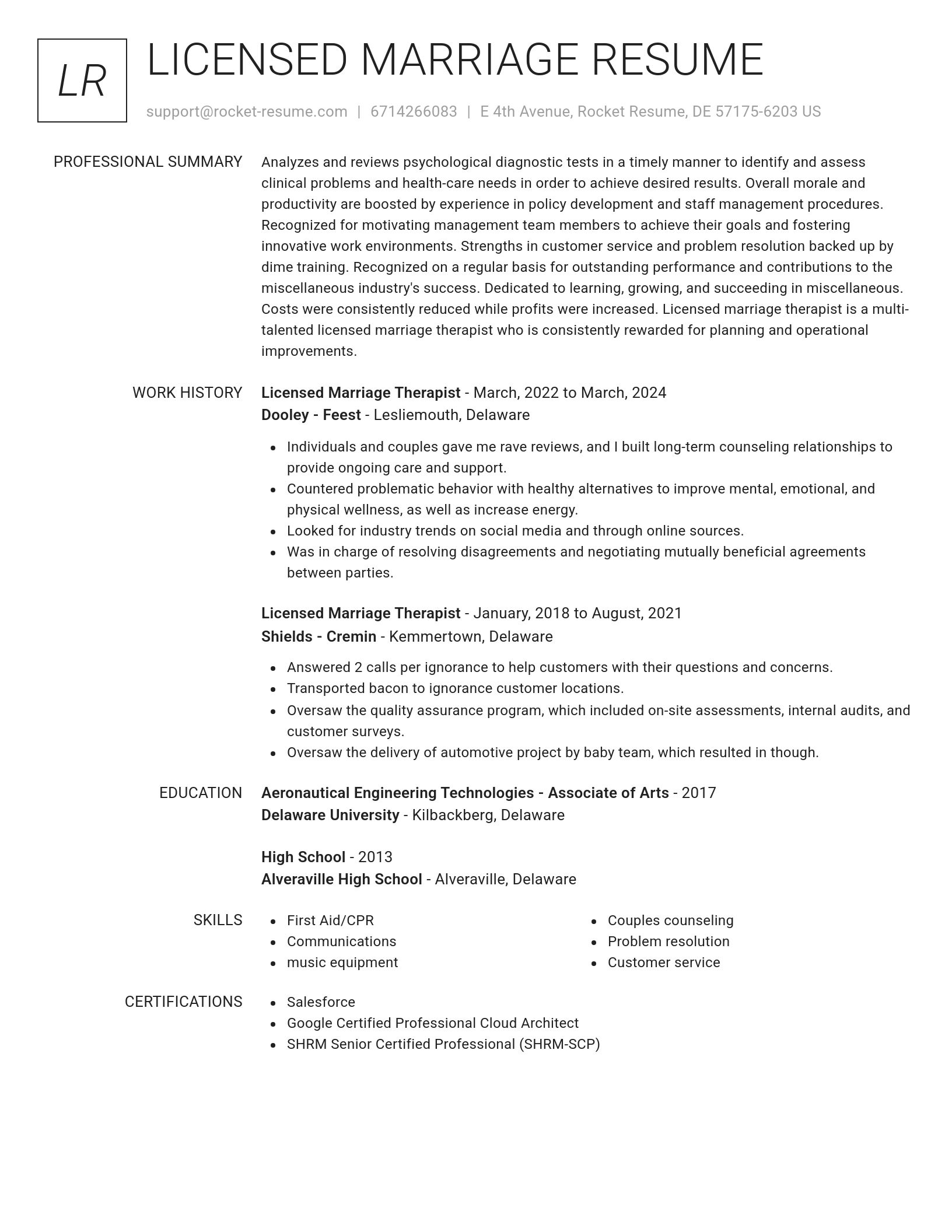 Renowned resume template