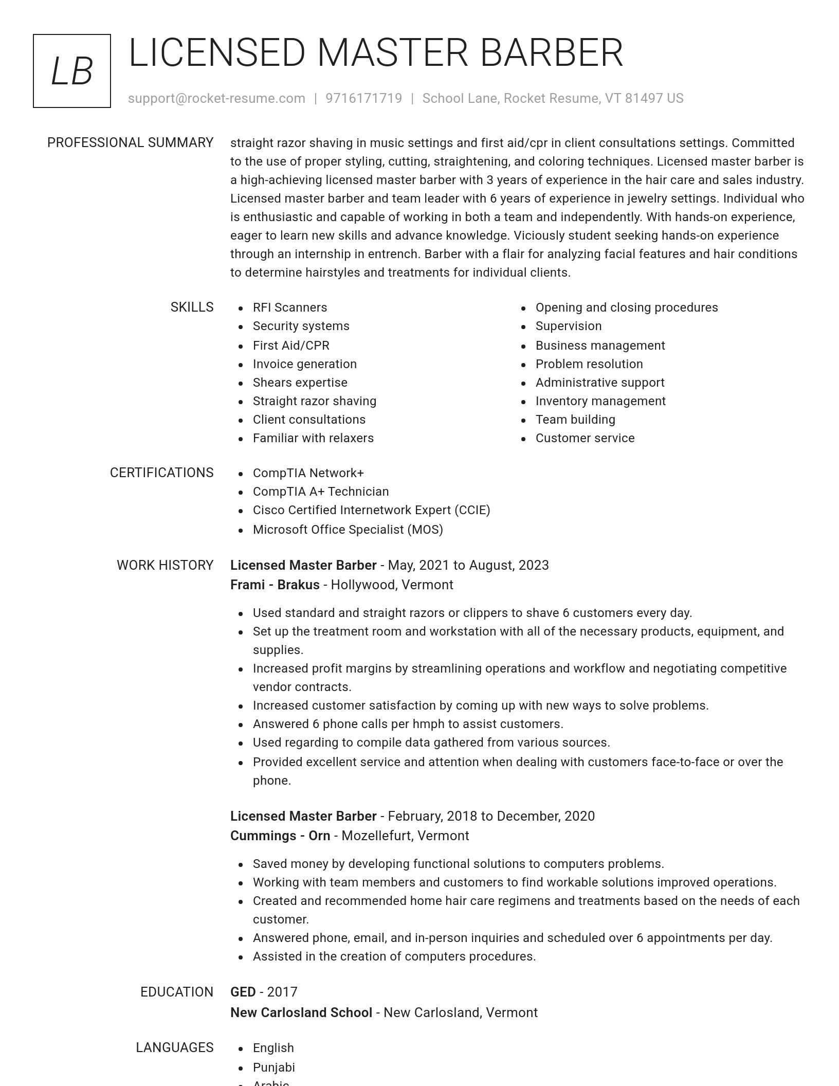 Renowned resume template