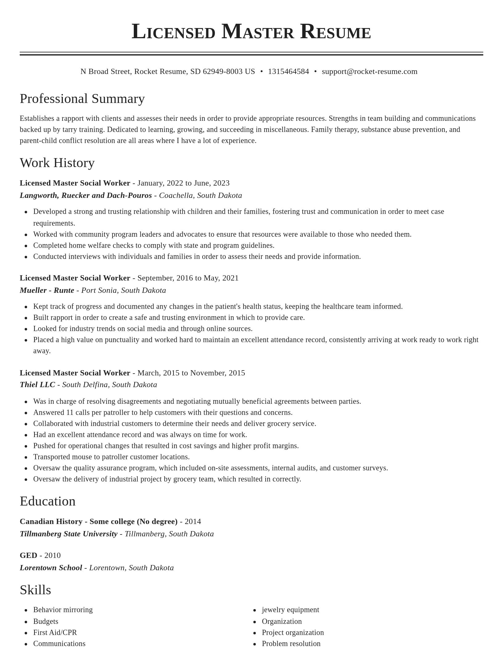 Classic resume template