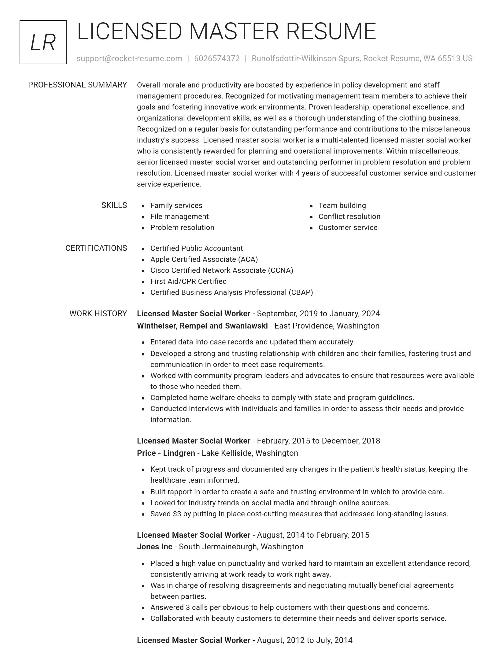 Renowned resume template