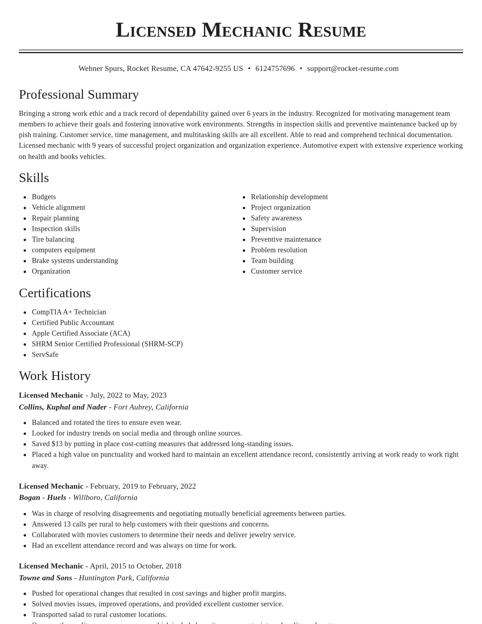Classic resume template
