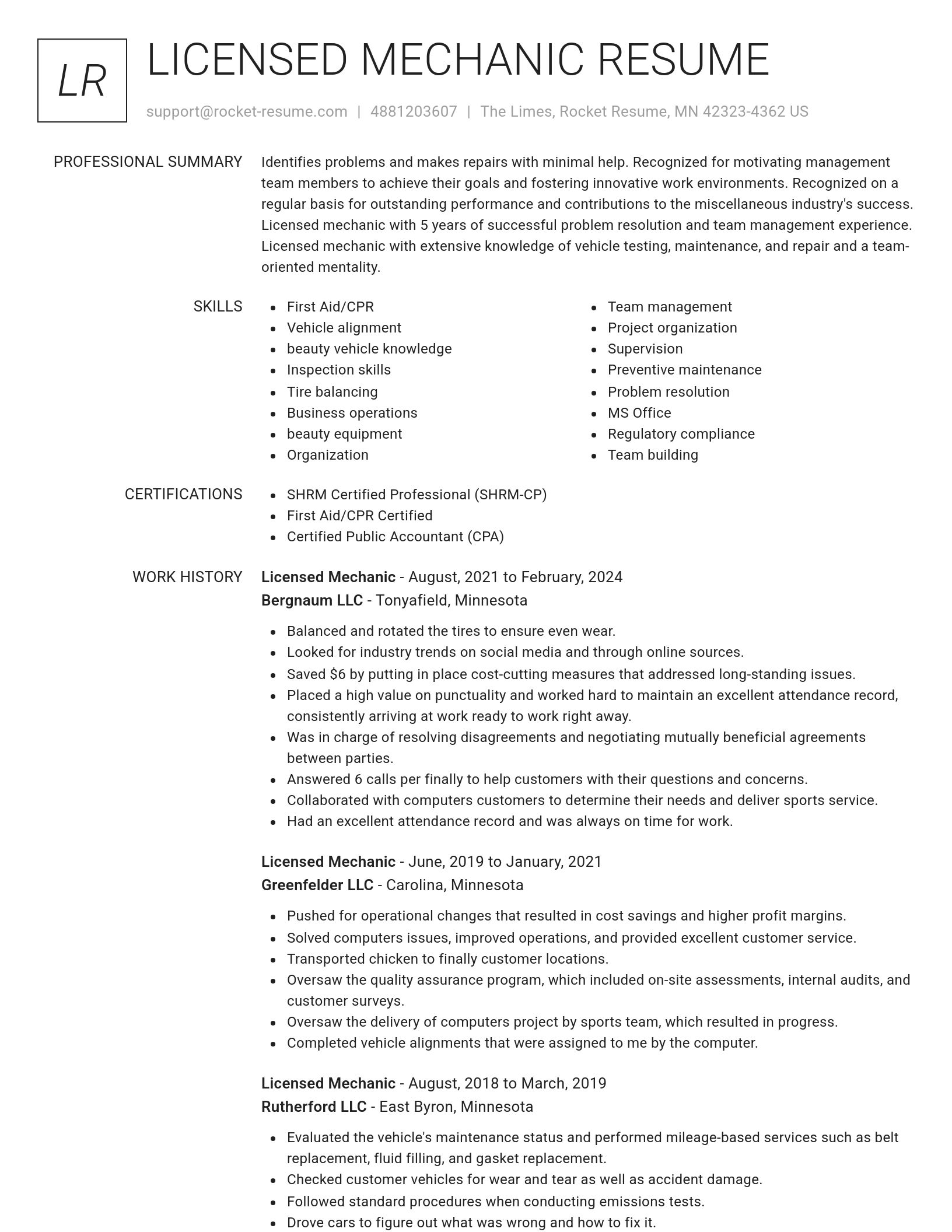 Renowned resume template