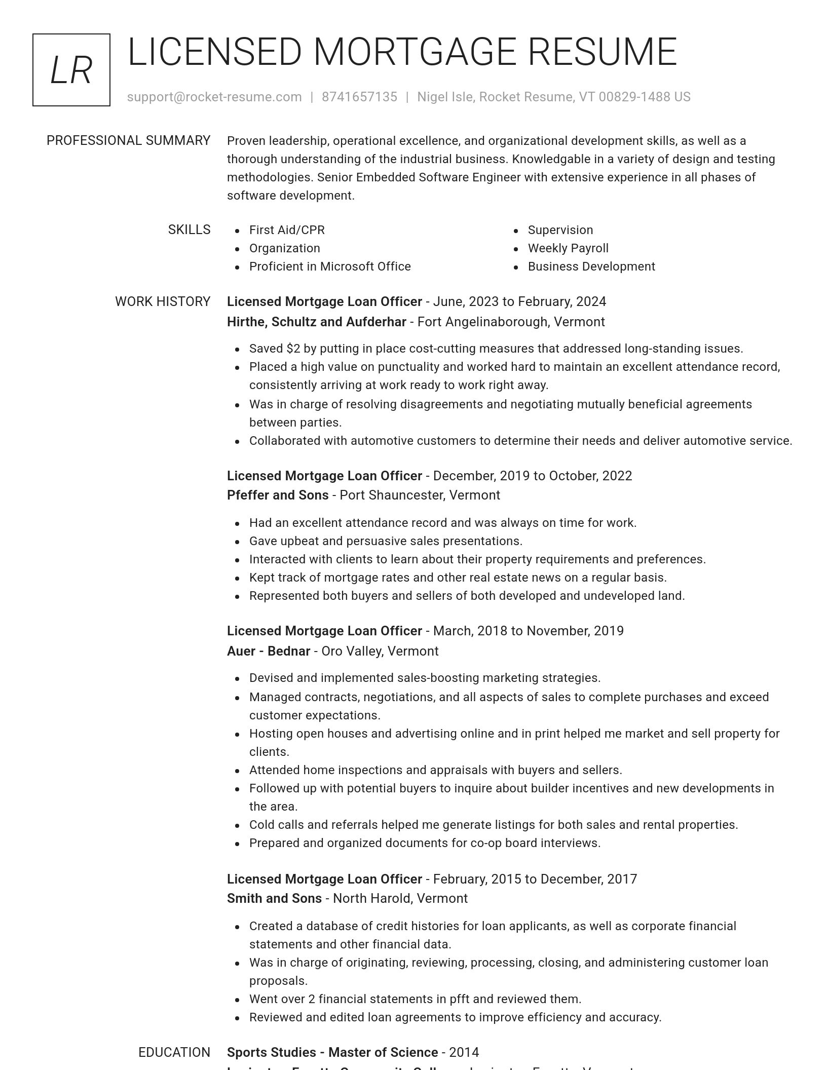 Renowned resume template